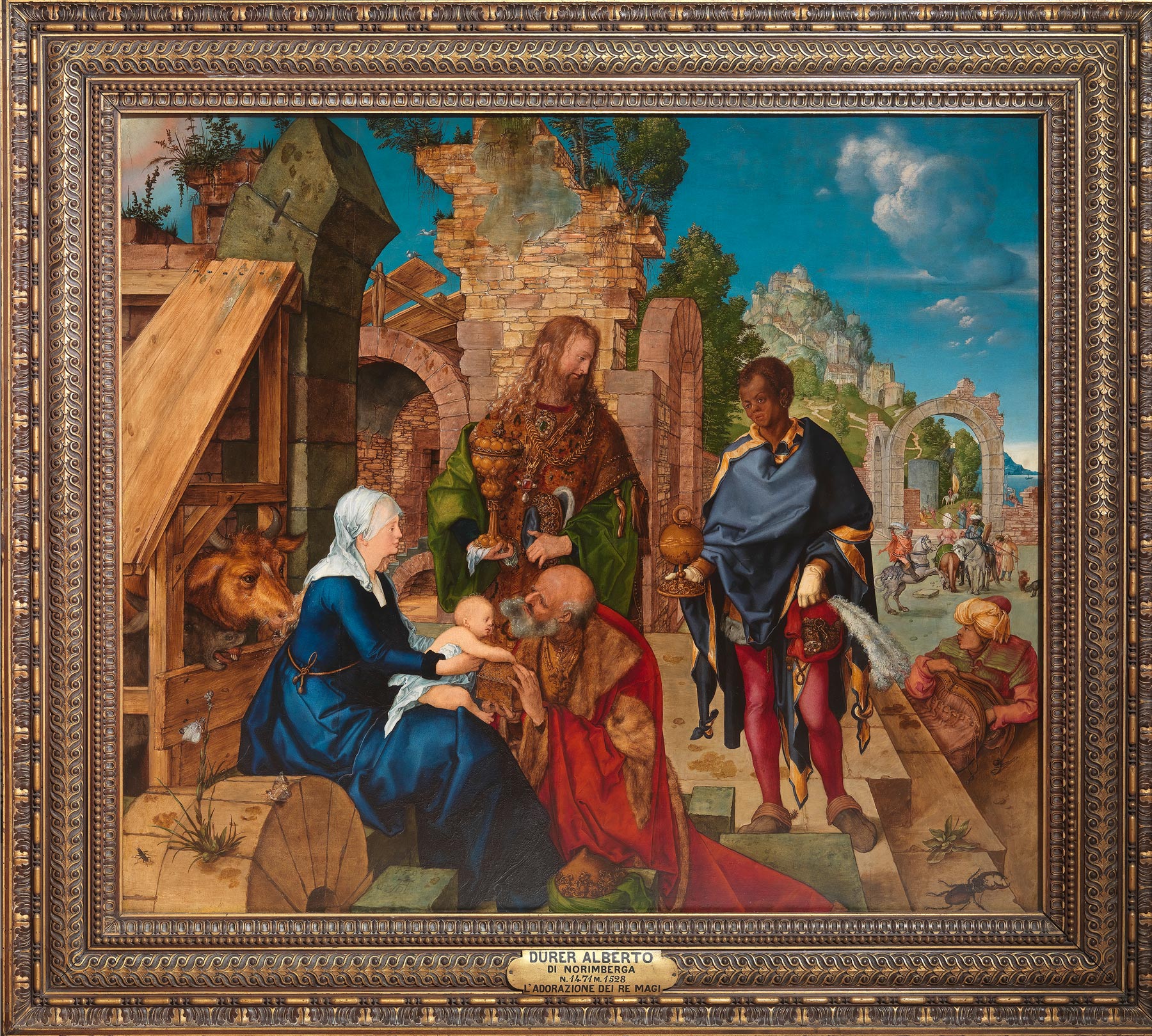 Albrecht Dürer, Adorazione dei Magi (1504; olio su tavola, 99 x 113,5 cm; Firenze, Gallerie degli Uffizi, Galleria delle Statue e delle Pitture)
