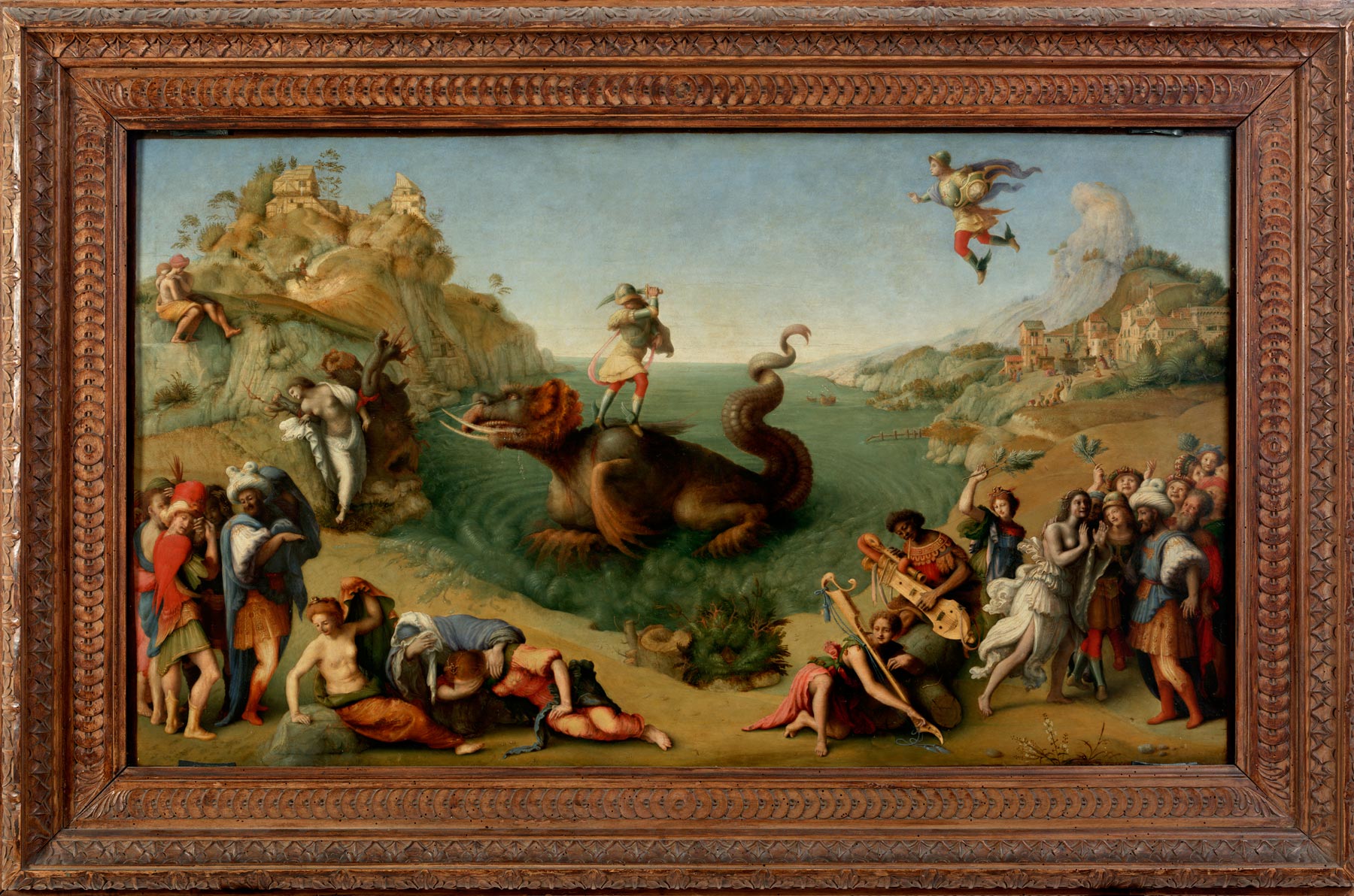 Piero di Cosimo, Perseo libera Andromeda (1510-1513 circa; tempera grassa su tavola, 70 x 120 cm; Firenze, Gallerie degli Uffizi, Galleria delle Statue e delle Pitture)
