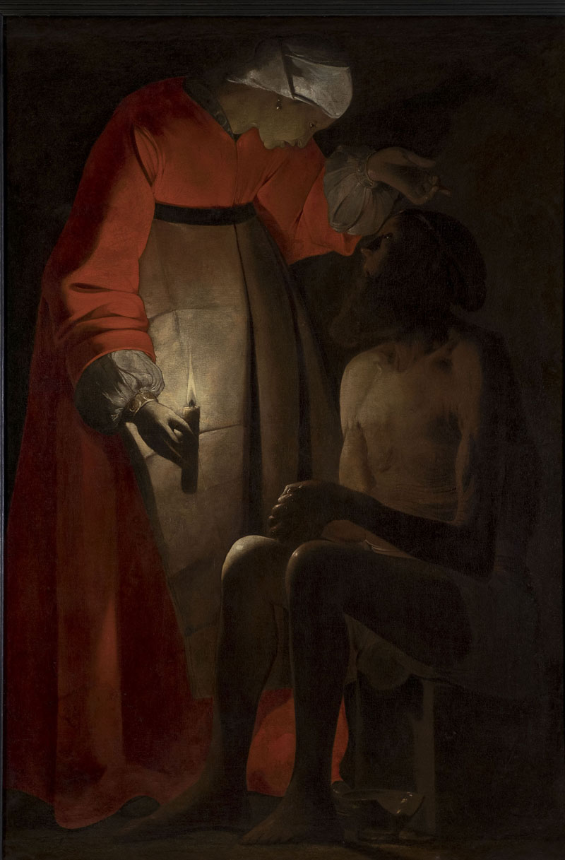 Georges de La Tour, Giobbe deriso dalla moglie (1650 circa; olio su tela, 145 x 97 cm; Epinal, Musée départemental d'Art ancien et contemporain)
