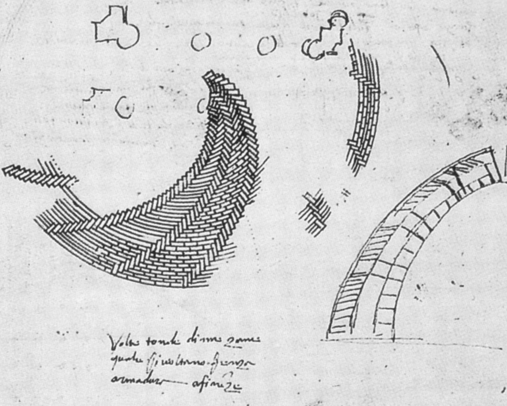 Antonio da Sangallo, Mattoni disposti a spina di pesce (inizi del XV secolo; Firenze, Uffizi, Gabinetto dei Disegni e delle Stampe)
