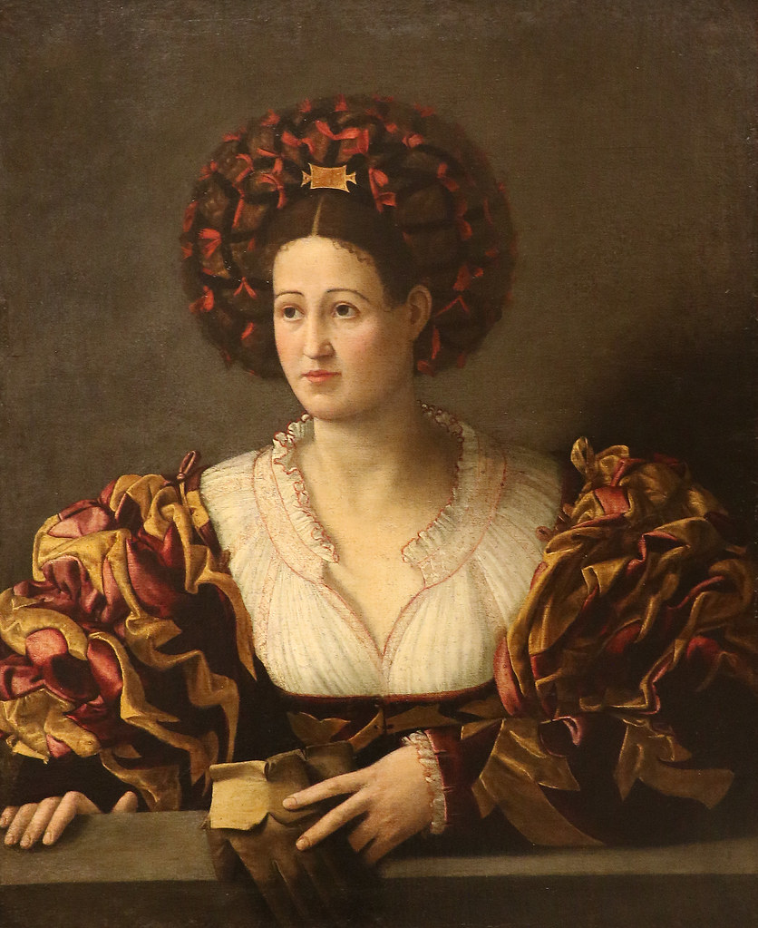 Paolo Morando detto il Cavazzola, Ritratto di gentildonna (1520 circa; olio su tela, 96,4 x 74,2 cm; Bergamo, Accademia Carrara)
 Paolo Morando detto il Cavazzola, Ritratto di gentildonna (1520 circa; olio su tela, 96,4 x 74,2 cm; Bergamo, Accademia Carrara)