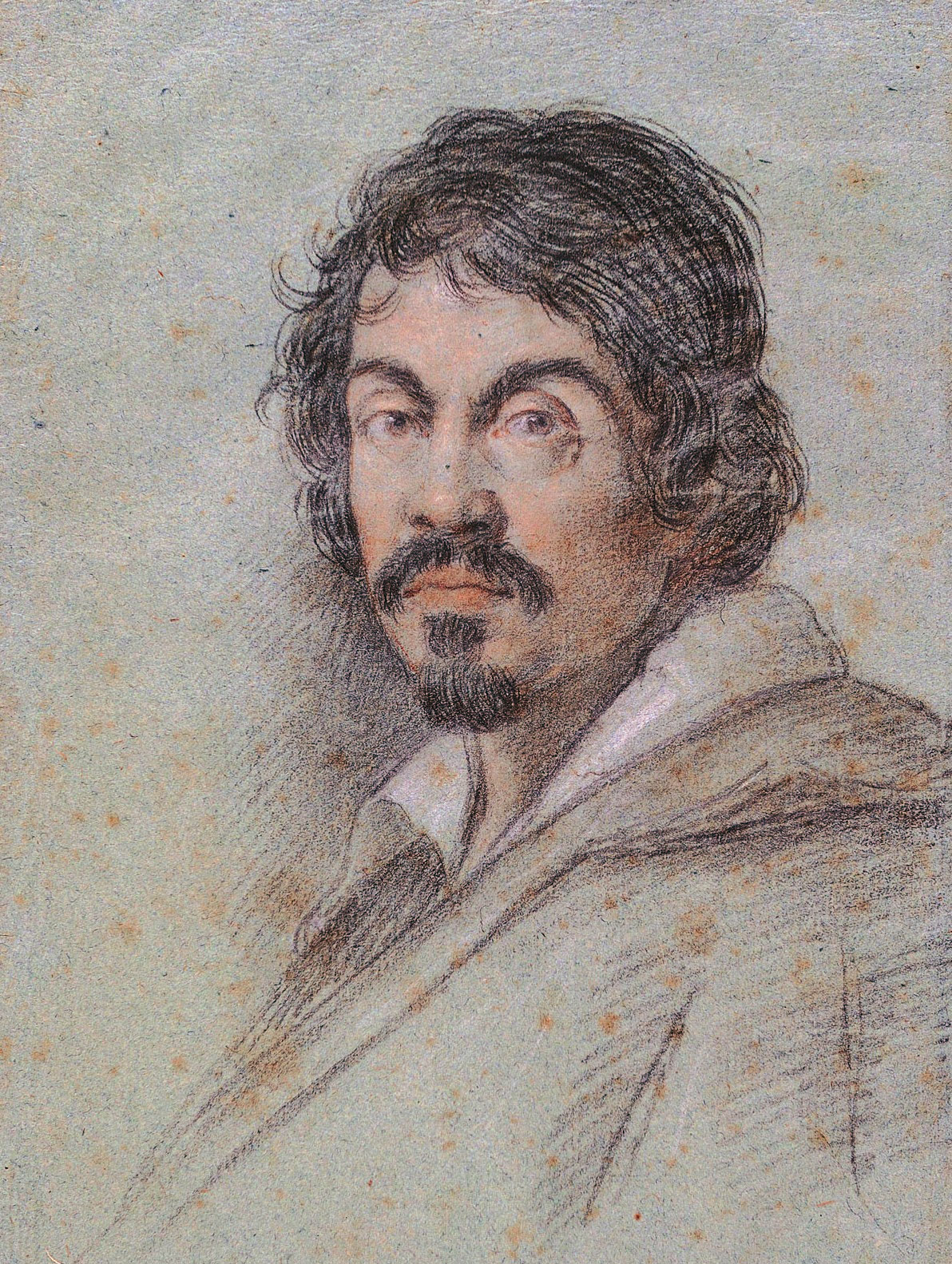 Ottavio Leoni, Ritratto di Caravaggio (1615-1620; carboncino nero e pastelli su carta blu, 234 x 163 mm; Firenze, Biblioteca Marucelliana Ottavio Leoni, Ritratto di Caravaggio (1615-1620; carboncino nero e pastelli su carta blu, 234 x 163 mm; Firenze, Biblioteca Marucelliana