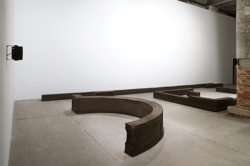 Rossella Biscotti, I dreamt that you changed into a cat... gatto... ha ha ha (2013; sculture in compost di dimensioni variabili, installazione sonora di 60 minuti, 12 disegni in cornice, 34 x 34 cm ciascuno). Installation view, Biennale di Venezia 2013. Ph. Credit Ilaria Zennaro
 Rossella Biscotti, I dreamt that you changed into a cat... gatto... ha ha ha (2013; sculture in compost di dimensioni variabili, installazione sonora di 60 minuti, 12 disegni in cornice, 34 x 34 cm ciascuno). Installation view, Biennale di Venezia 2013. Ph. Credit Ilaria Zennaro