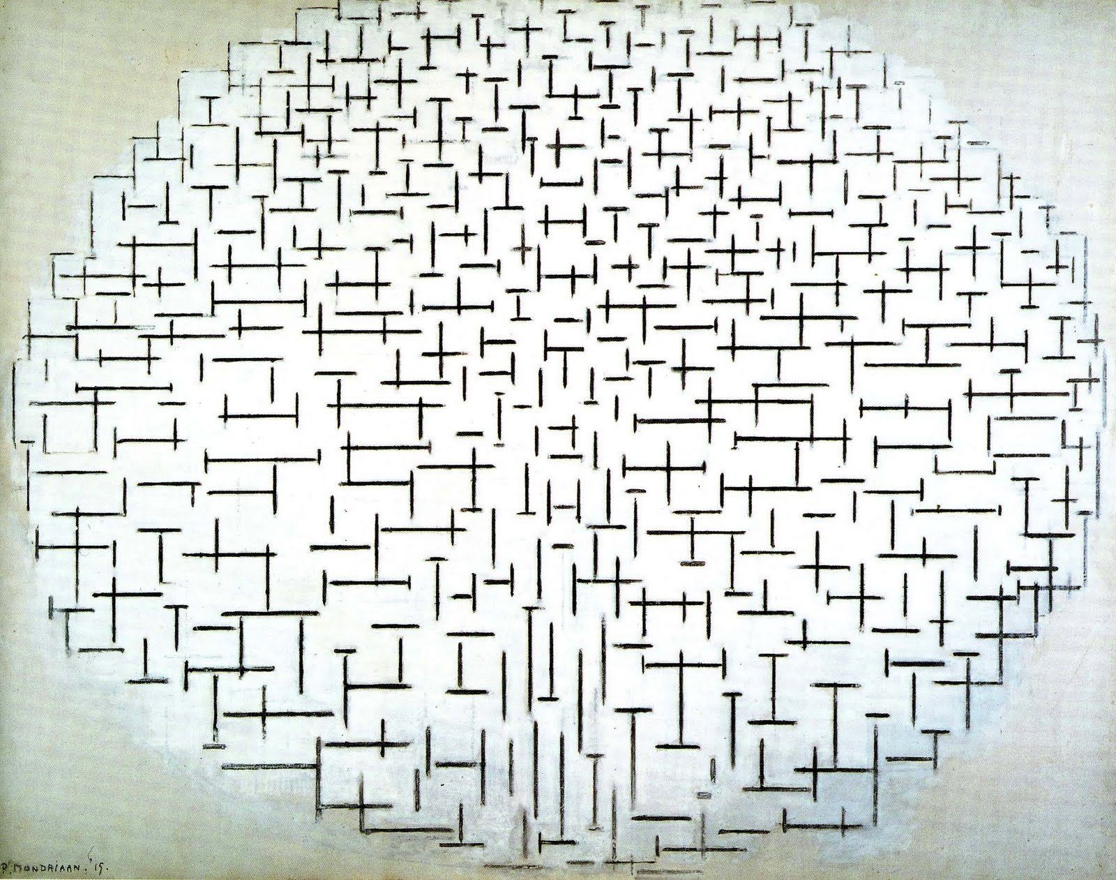 Piet Mondrian, Composizione n. 10 (Molo e oceano) (1915; olio su tela, 85 x 108 cm; Otterlo, Kröller-Müller Museum)
 Piet Mondrian, Composizione n. 10 (Molo e oceano) (1915; olio su tela, 85 x 108 cm; Otterlo, Kröller-Müller Museum)