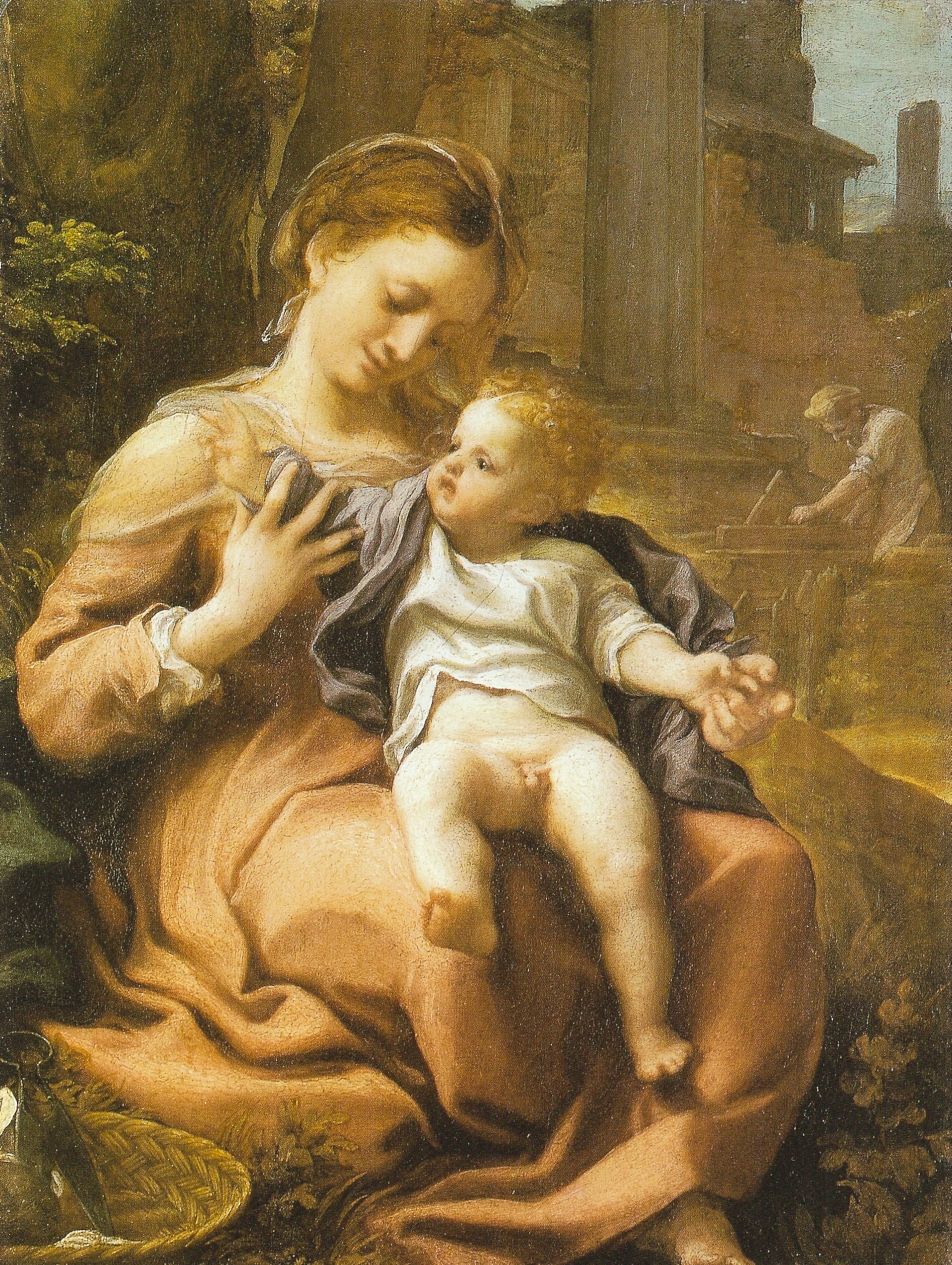 Antonio Allegri detto il Correggio, Madonna della cesta (olio su tavola, 34 x 25 cm; Londra, National Gallery)
 Antonio Allegri detto il Correggio, Madonna della cesta (olio su tavola, 34 x 25 cm; Londra, National Gallery)