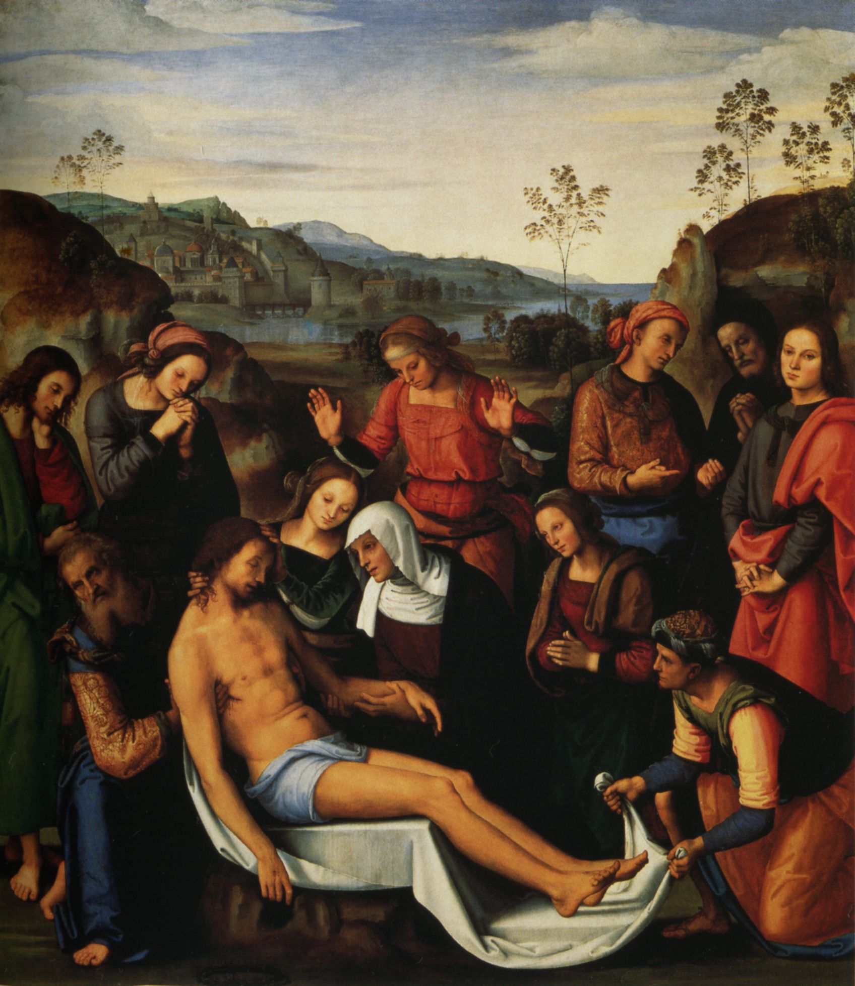 Perugino, PietÃ  (1495; olio su tavola, 220 x 195 cm; Firenze, Galleria Palatina di Palazzo Pitti)
