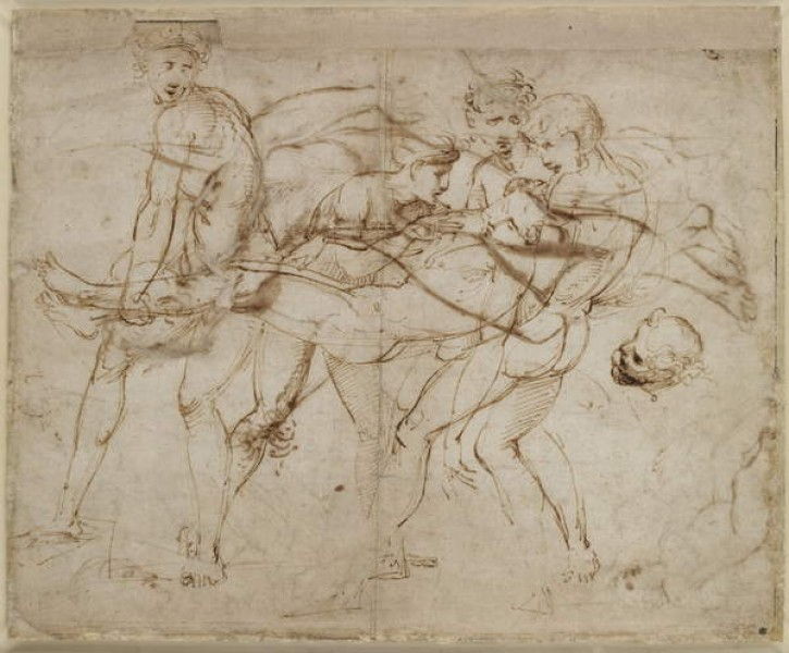 Raffaello, La morte di Meleagro (1507 circa; penna e inchiostro, punta di piombo, 271 x 332 mm; Oxford, The Ashmolean Museum)
