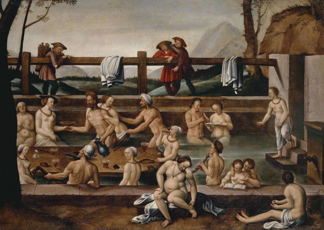 Hans Bock, Bagno a Leukerbad (1597; olio su tela, 77,5 x 108,5 cm; Basilea, Kunstmuseum)
