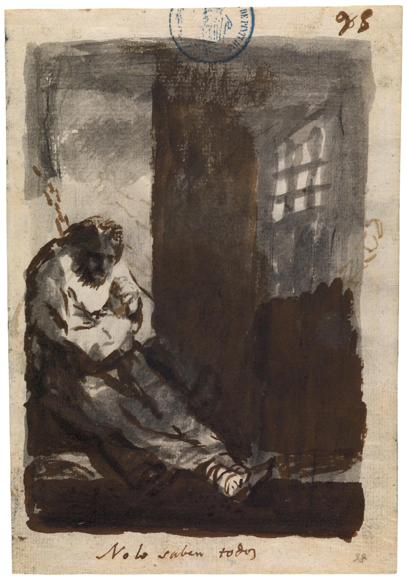 Francisco Goya, No lo saben todos, dal Cuaderno C (1814-1823), foglio 95 (acquerello e carboncino su carta vergata, 205 x 143 mm; Madrid, Museo del Prado) 
