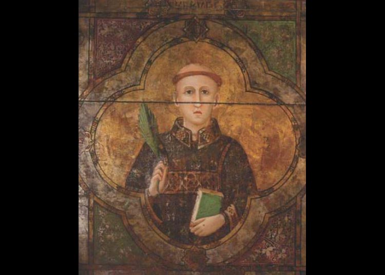 Maestro Espressionista di Santa Chiara (Palmerino di Guido), Arca vecchia di SantÂ’Ubaldo, dettaglio del santo diacono
