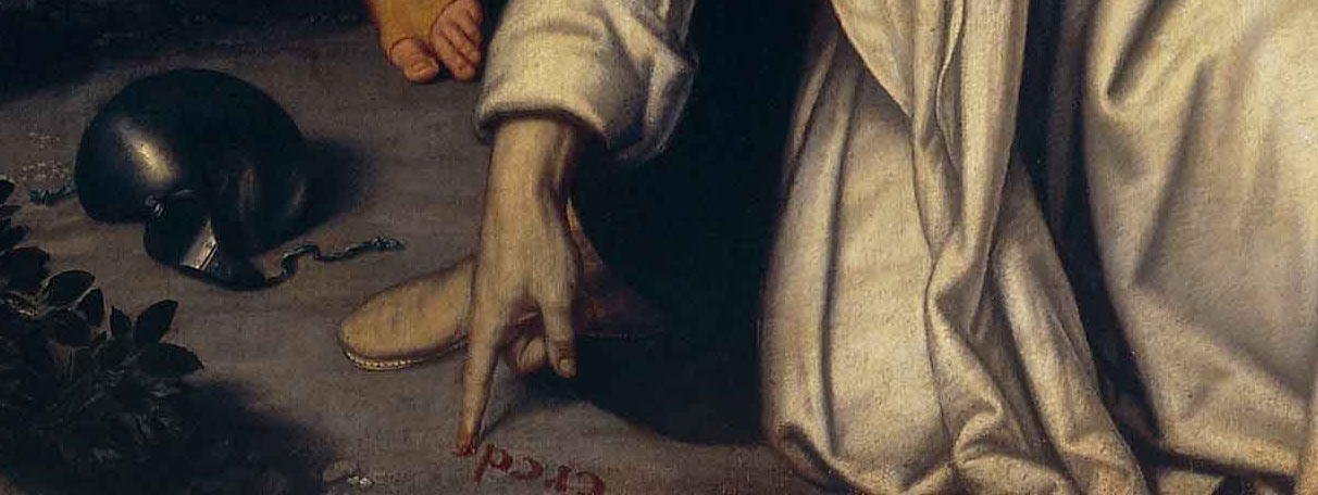 Moretto, Martyrdom of Saint Peter Martyr, detail (c. 1533-1534; oil on canvas, 310 x 163 cm; Milan, Pinacoteca Ambrosiana)