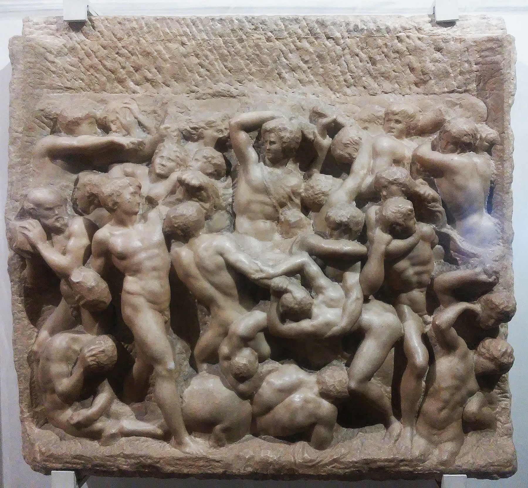 Michelangelo, Battle of the Centaurs (c. 1490-1492; marble, 80.5 x 88 cm; Florence, Casa Buonarroti, inv. 194)