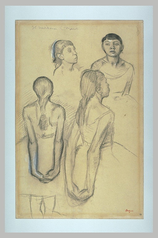 Edgar Degas, Quattro studi di una ballerina (RF 4646, Recto; Parigi, Département des arts graphiques, Fonds des dessins et miniatures, collection du musée d'Orsay) © RMN-Grand Palais (Musée d'Orsay) - Photo Adrien Didierjean
