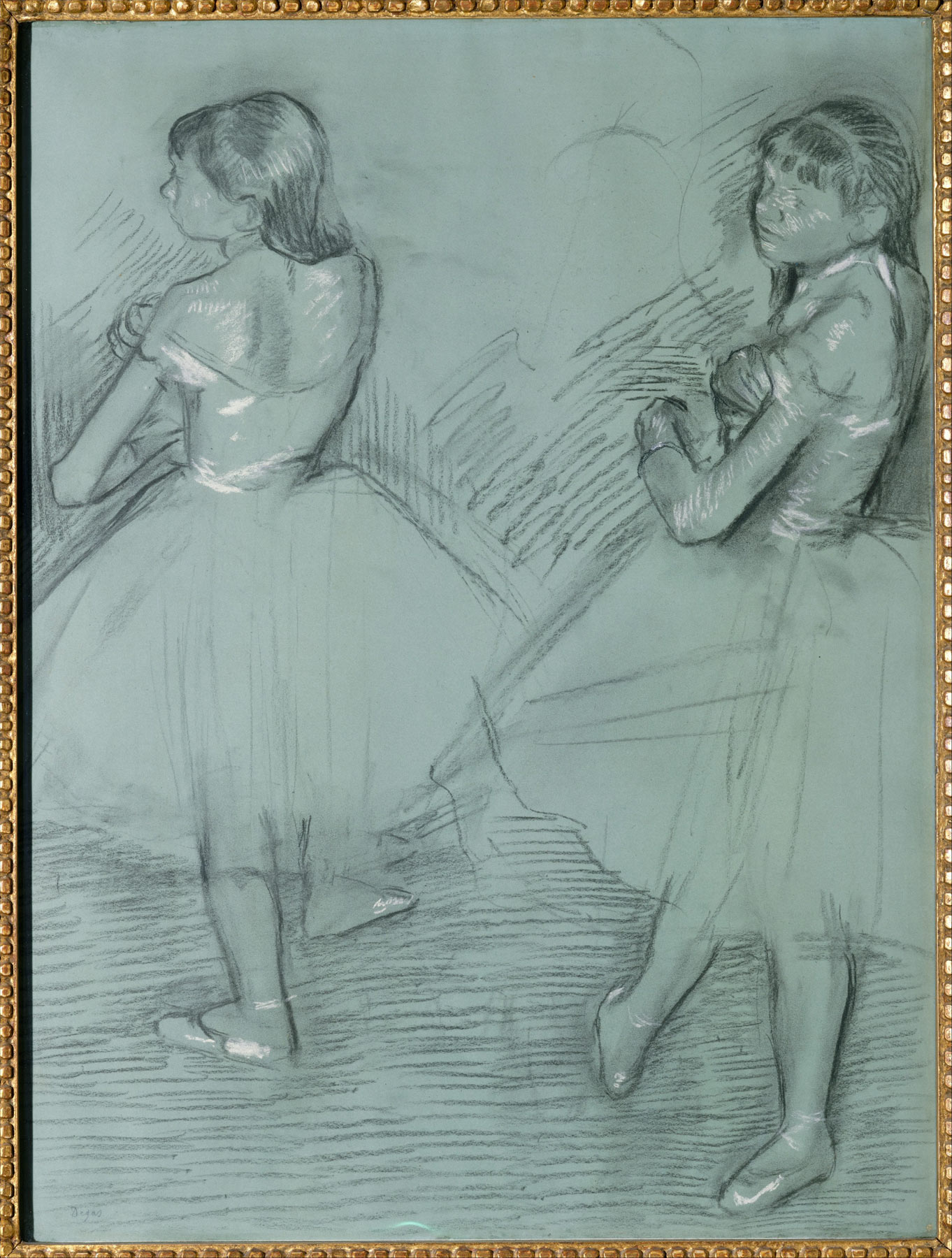 Edgar Degas, Due ballerine (1879 circa; carboncino e gesso bianco su carta patinata, 63,8 x 48,9 cm; New York, Metropolitan Museum)
