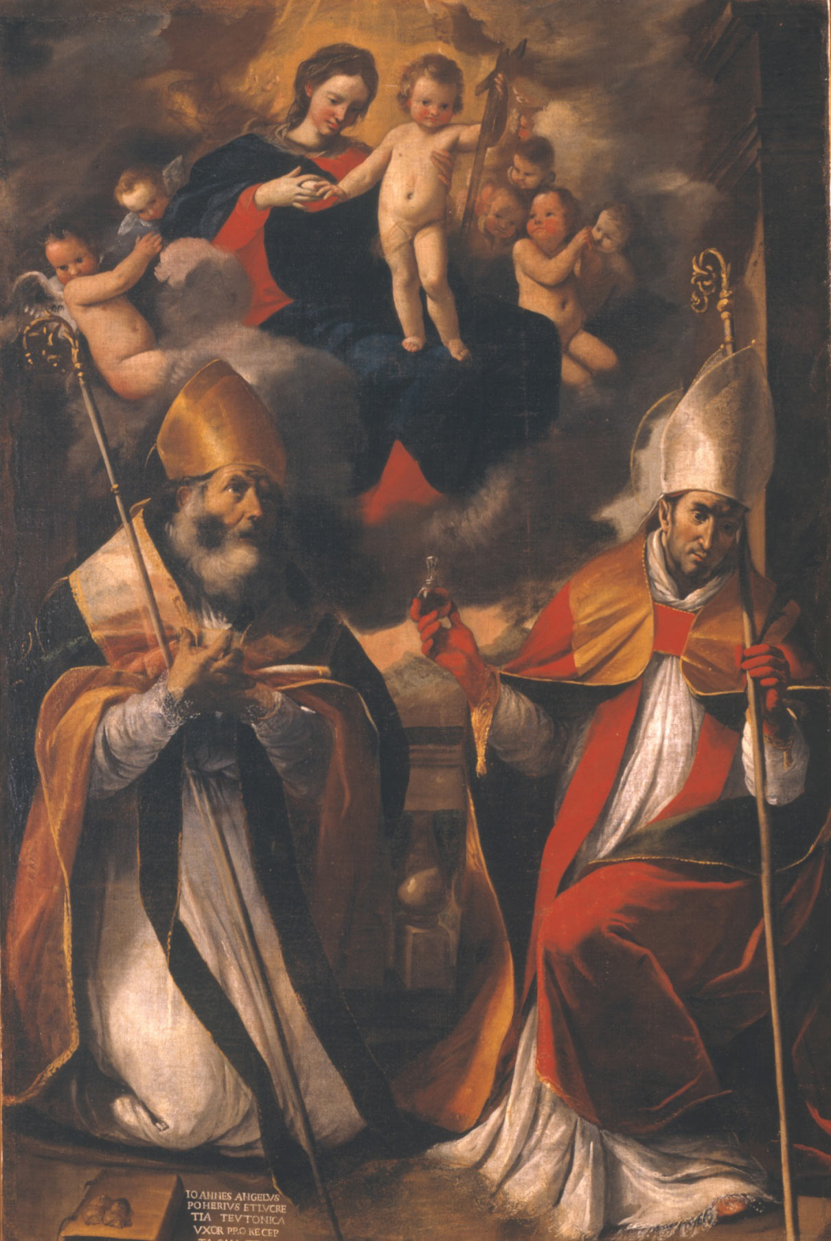 Gregorio Preti e Mattia Preti, Madonna col Bambino in gloria tra i santi Gennaro e Nicola di Bari detta Â“Madonna della puritÃ Â” (1636-1644 circa; olio su tela, 248 x 196; Taverna, San Domenico)
