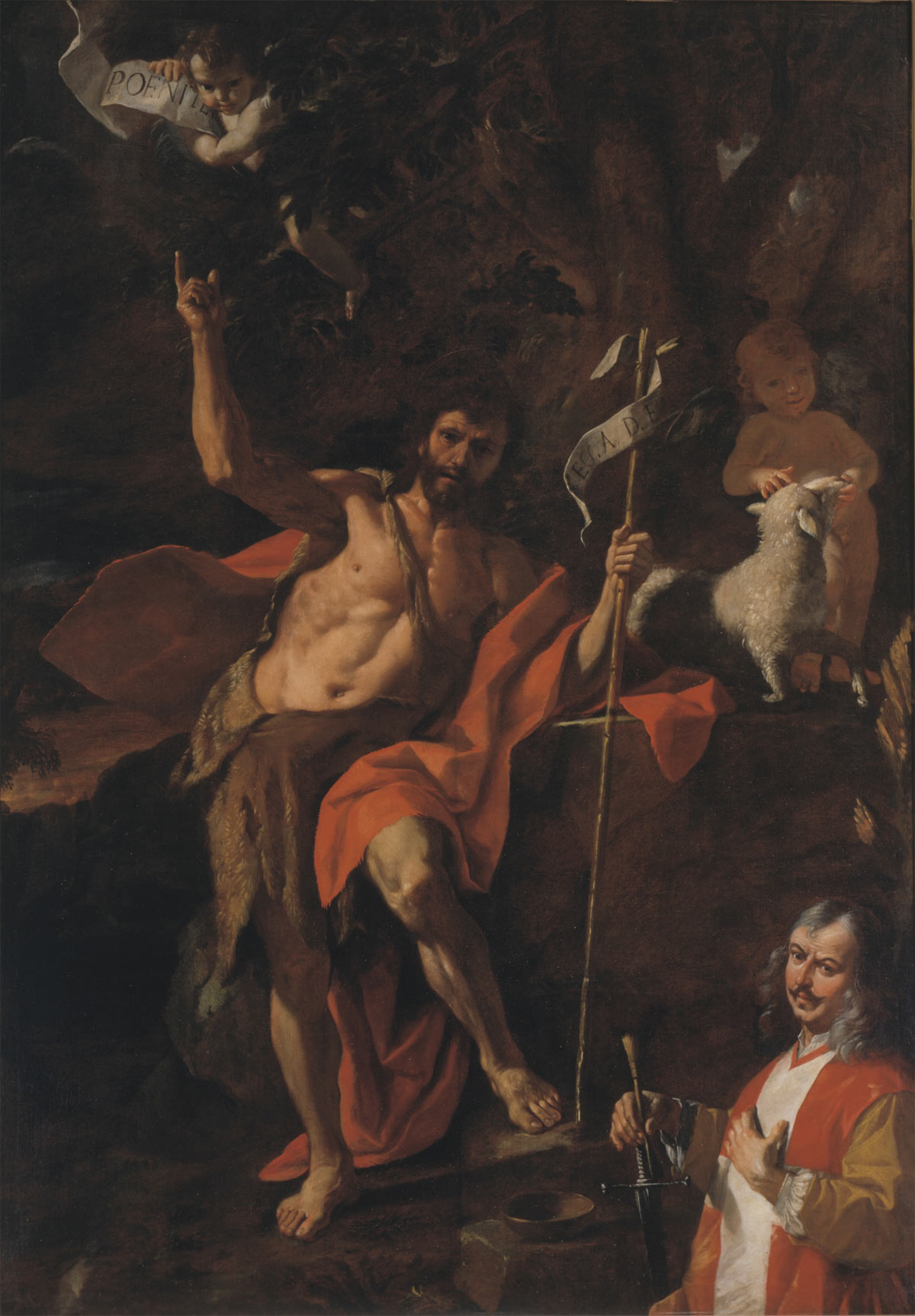 Mattia Preti, Predica di san Giovanni Battista con autoritratto (1672; olio su tela, 290 x 202 cm; Taverna, San Domenico)
