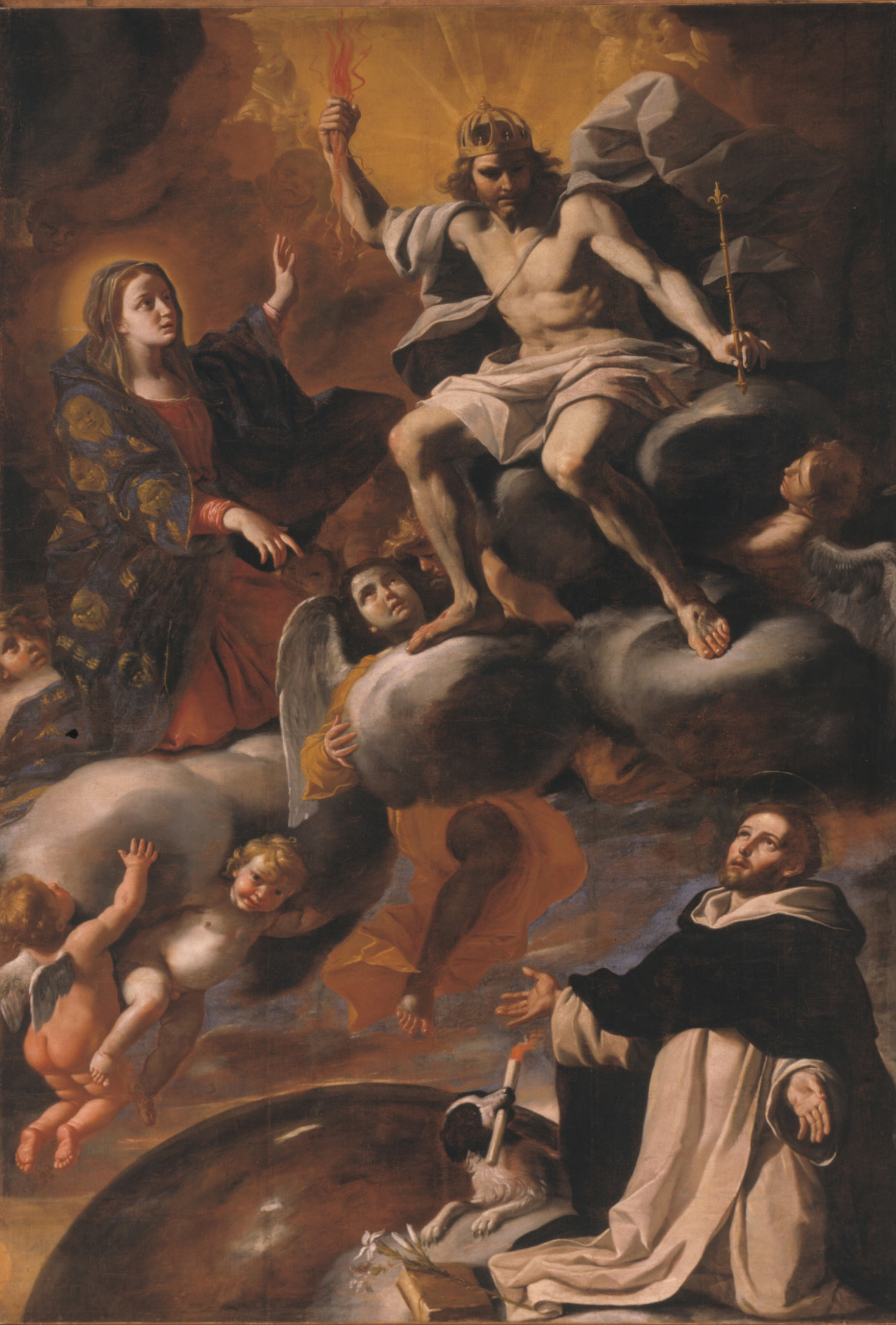 Mattia Preti, Cristo fulminante - La visione di San Domenico (1680 circa; olio su tela, 372 x 260 cm; Taverna, chiesa di San Domenico)
