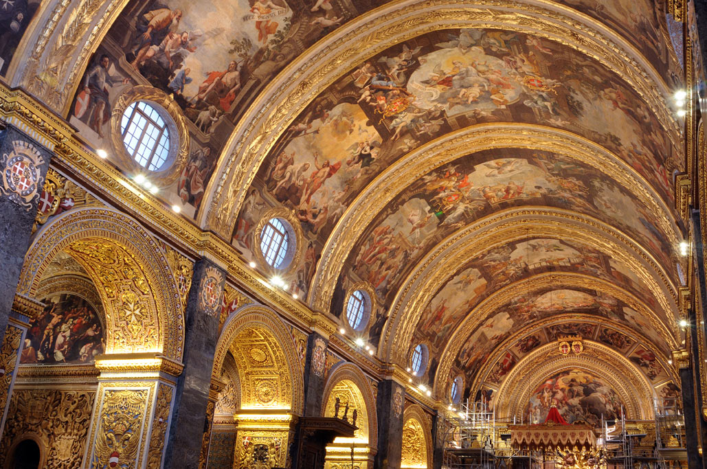 La volta della Concattedrale della Valletta, dipinta da Mattia Preti
