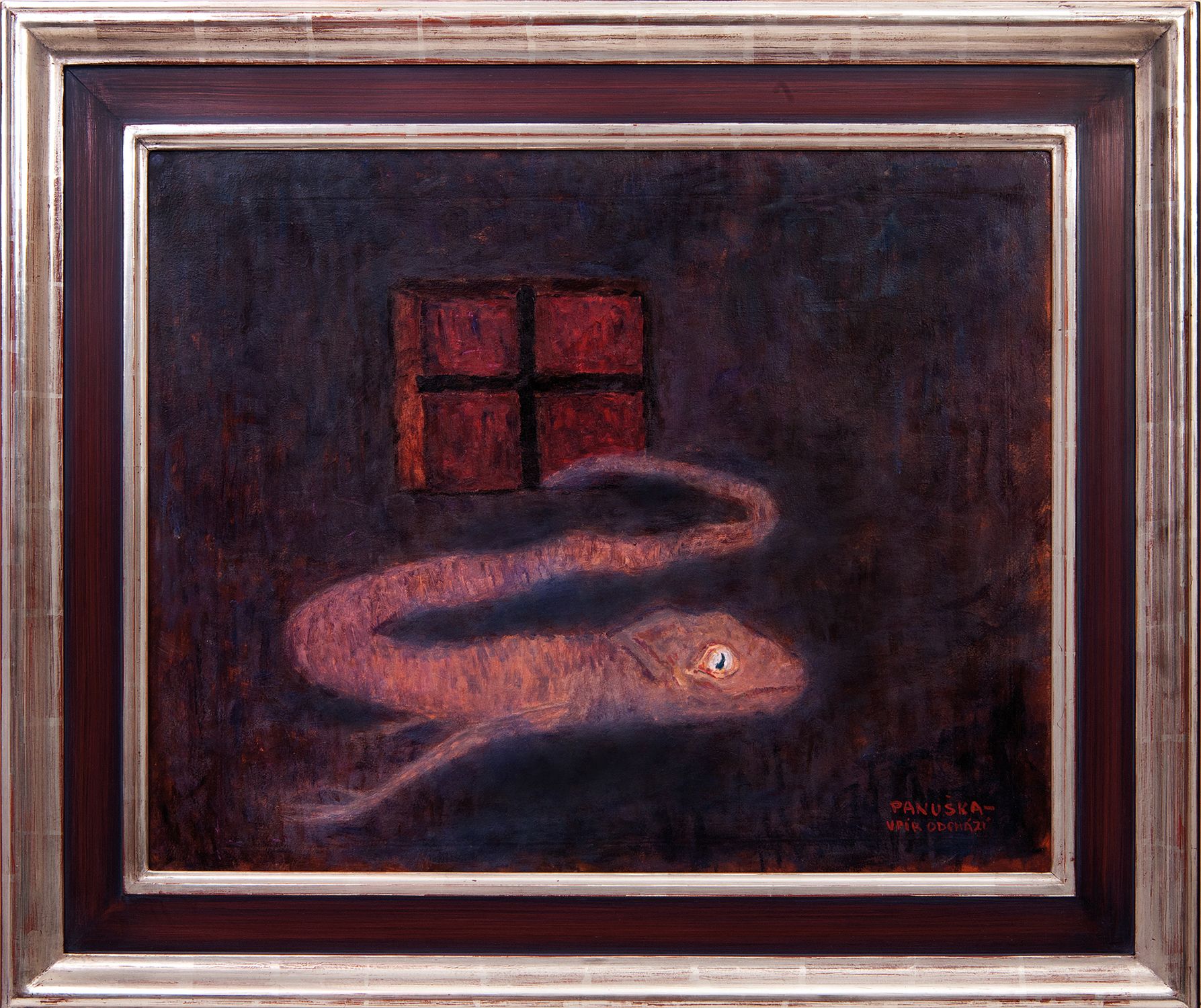 Jaroslav Panu&scaron;ka, Upir, Vampiro (1900 circa; olio su cartone, 50 x 63 cm; Collezione privata)
