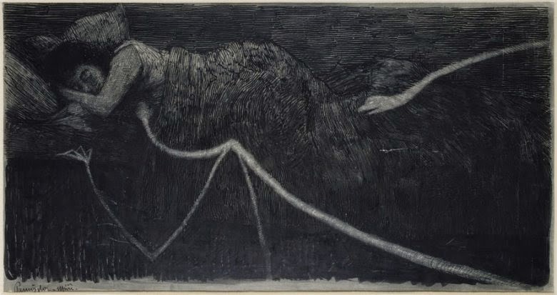 Jaroslav Panu&scaron;ka, Upi&rcaron;i (Vampiri) (1900 circa; matita su carta, 240 x 550 mm; Collezione privata)
