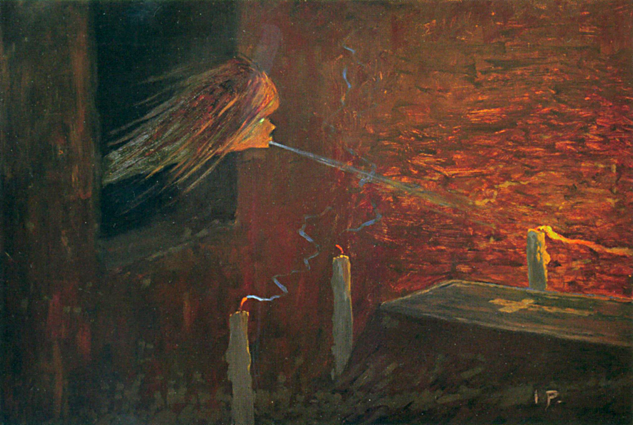 Jaroslav Panu&scaron;ka, Upi&rcaron;i (Vampiri) (1900 circa; matita su carta, 240 x 550 mm; Collezione privata)
