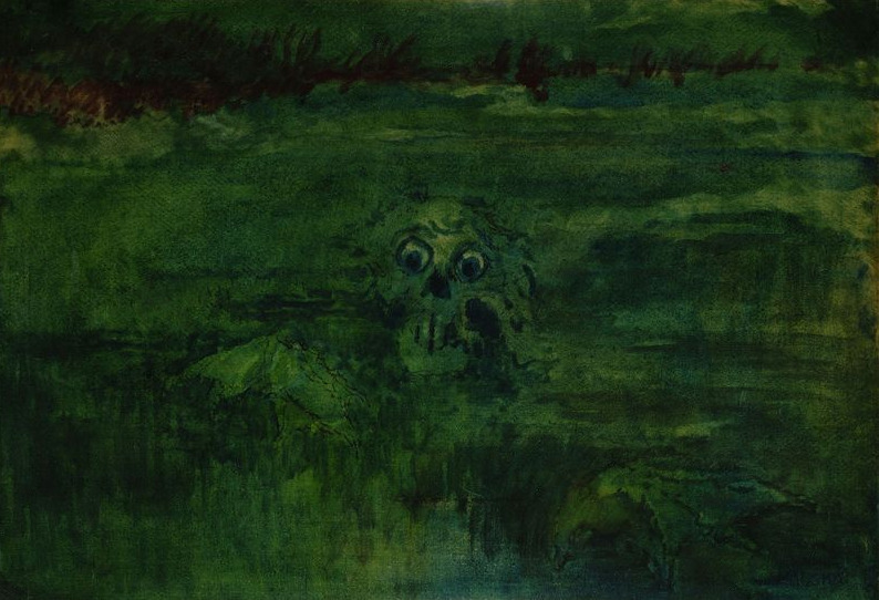 Jaroslav Panu&scaron;ka, Vodník (1902; tempera su carta, 50 x 66 cm; Jihlava, Oblastní galerie Vyso&ccaron;iny)
