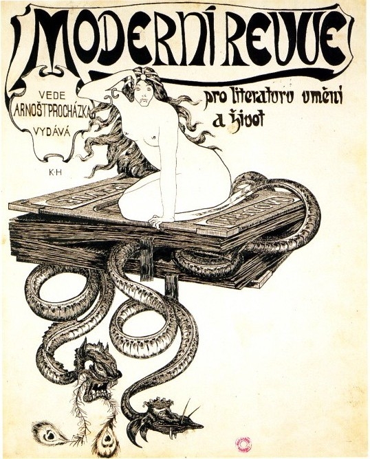 Copertina di un numero di Moderní Revue disegnata da Karel Hlavá&ccaron;ek (1896)
