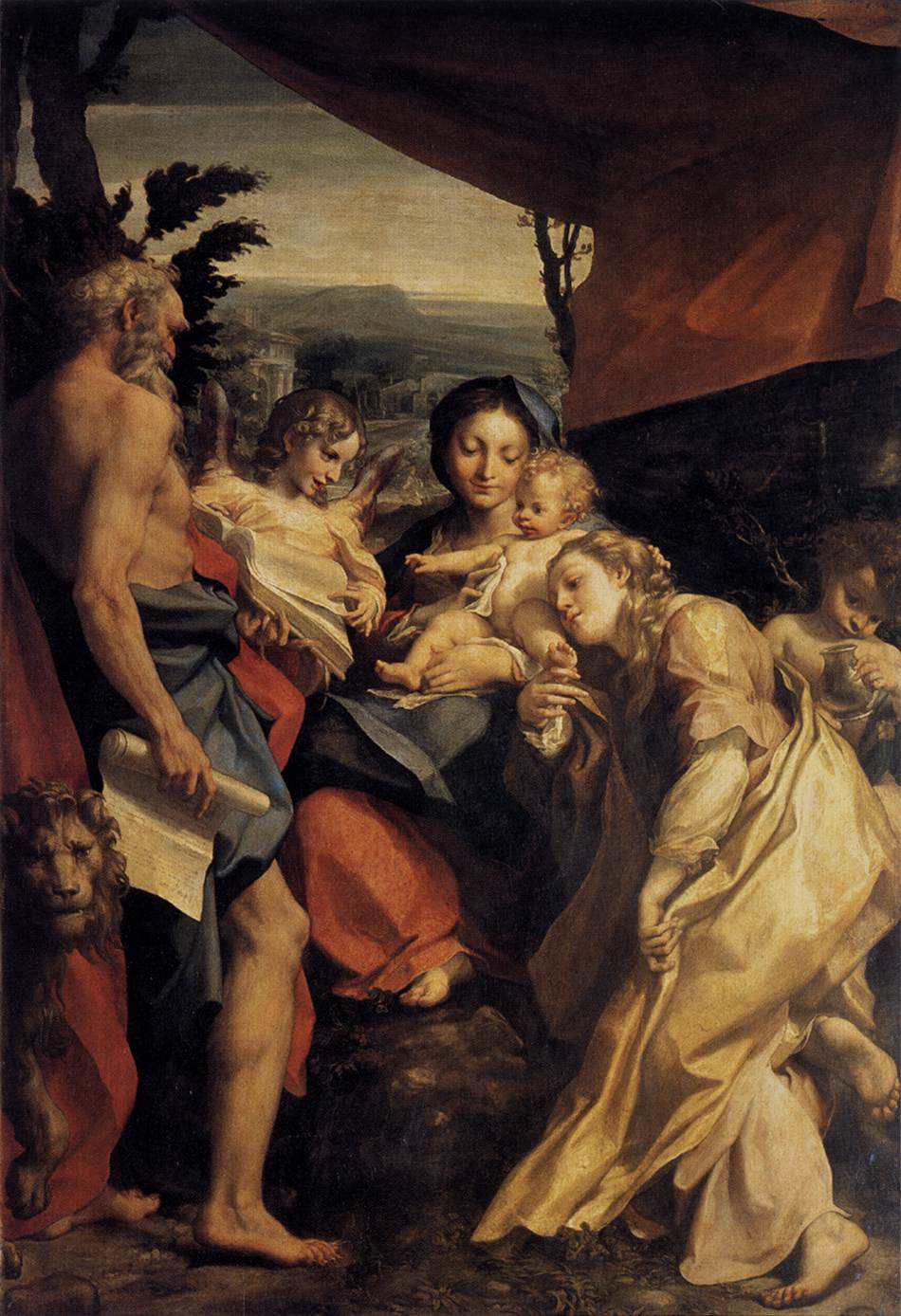 Correggio, Madonna di san Girolamo detta Il Giorno (1526-1528; olio su tavola, 205 x 141 cm; Parma, Galleria Nazionale)
