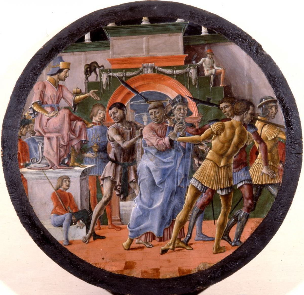 CosmÃ¨ Tura, Giudizio di san Maurelio (1480 circa; olio su tavola, diametro 48 cm; Ferrara, Gallerie Estensi, Pinacoteca Nazionale)
