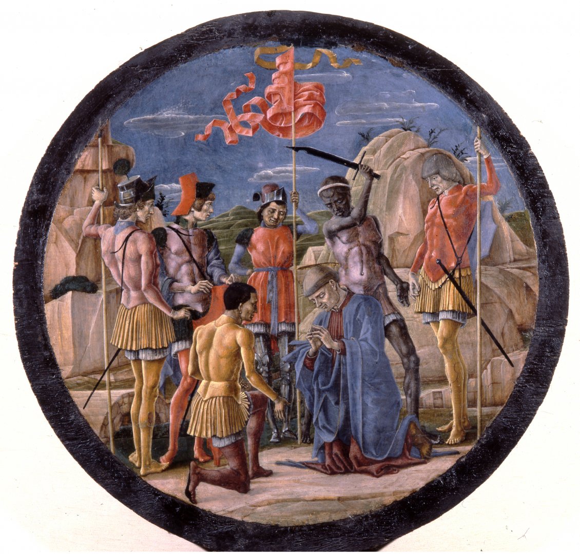 CosmÃ¨ Tura, Martirio di san Maurelio (1480 circa; olio su tavola, diametro 48 cm; Ferrara, Gallerie Estensi, Pinacoteca Nazionale)
