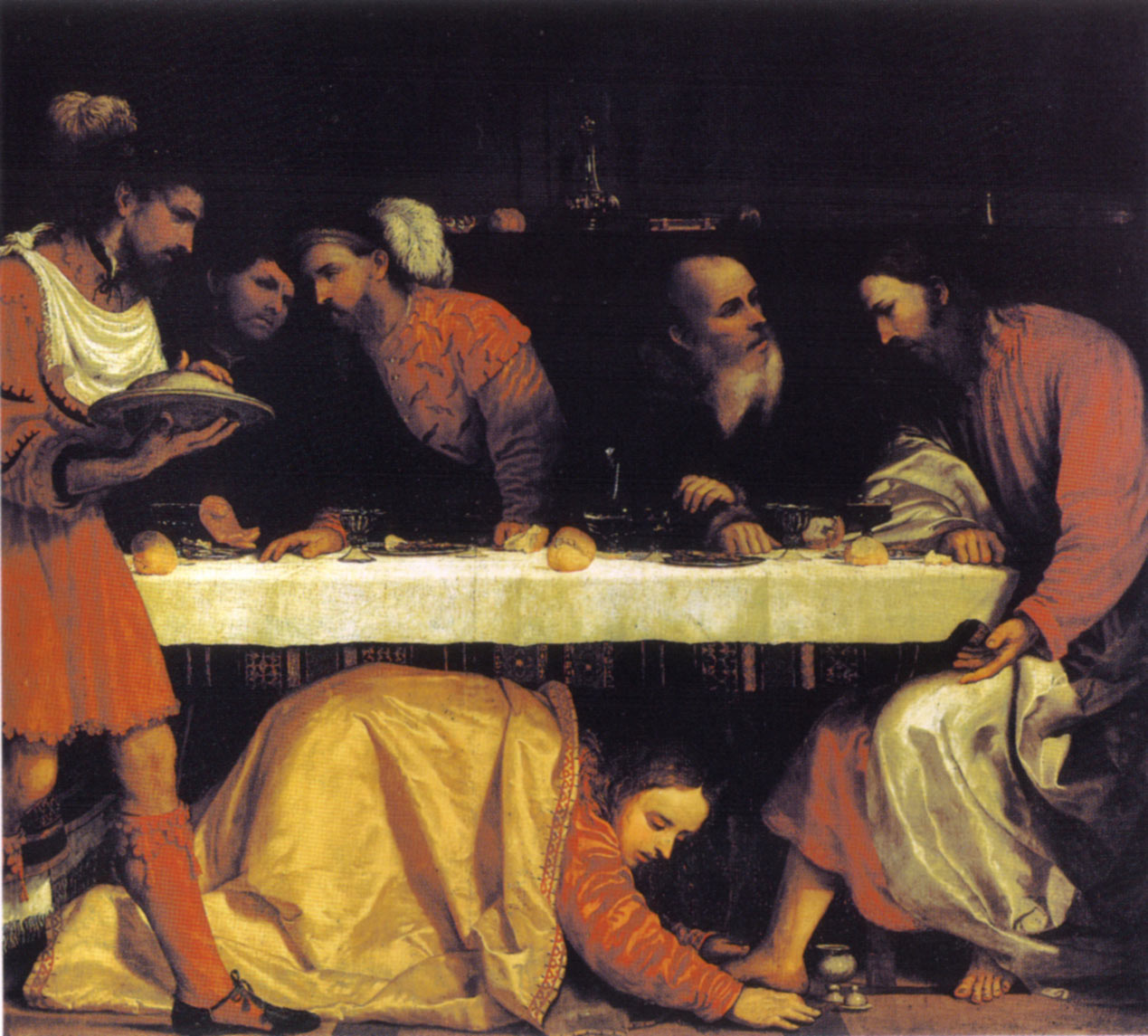Romanino, Cena in casa del fariseo (1545 circa; olio su tela; Brescia, San Giovanni Evangelista)
 Romanino, Cena in casa del fariseo (1545 circa; olio su tela; Brescia, San Giovanni Evangelista)