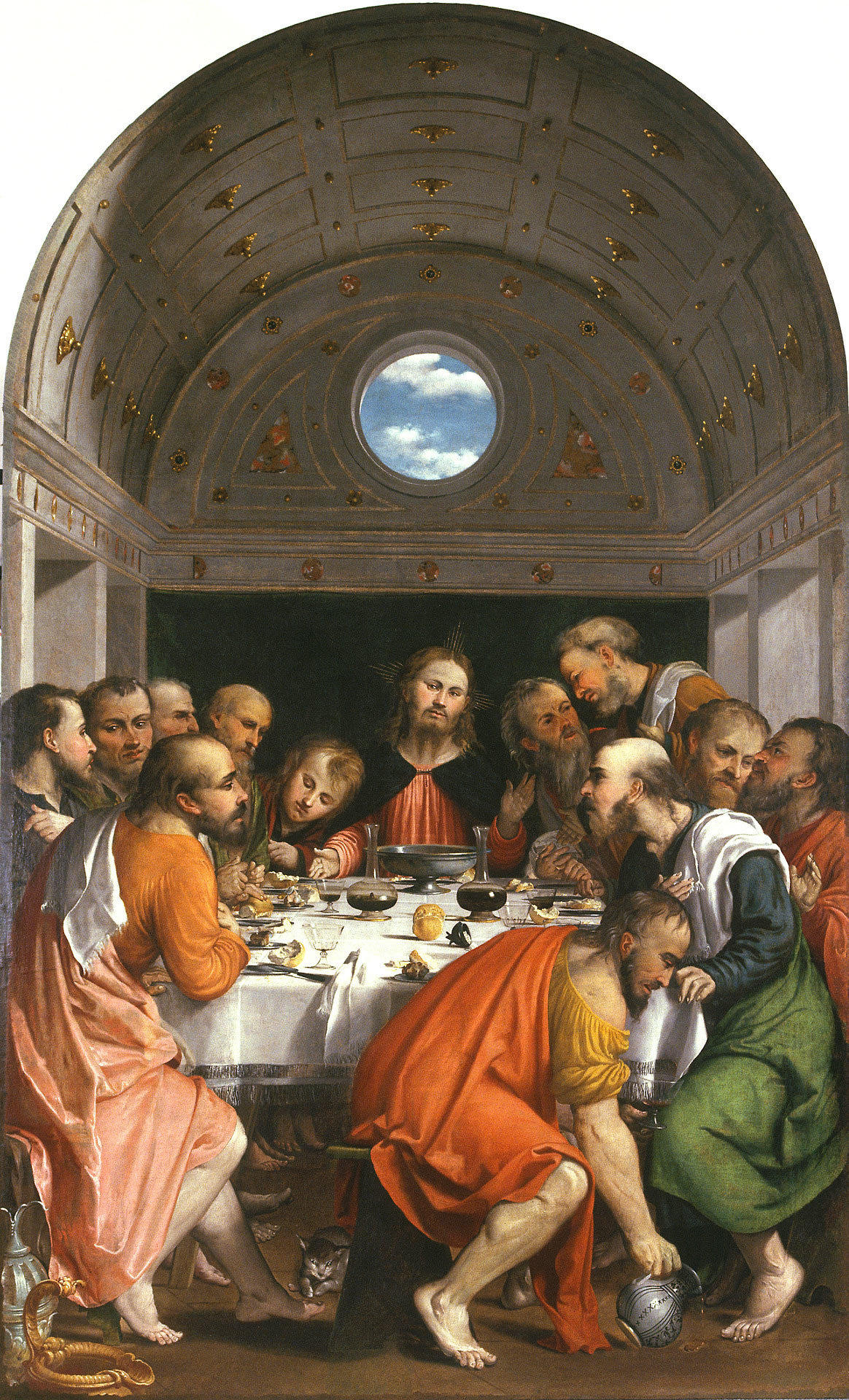 Romanino, Ultima cena (1540 circa; olio su tela, 293 x 190 cm; Montichiari, Santa Maria Assunta)
 Romanino, Ultima cena (1540 circa; olio su tela, 293 x 190 cm; Montichiari, Santa Maria Assunta)