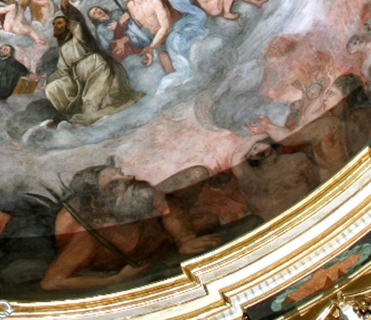 Giovanni e Giovanni Battista Carlone (?), Anime dannate, particolare della cupola
