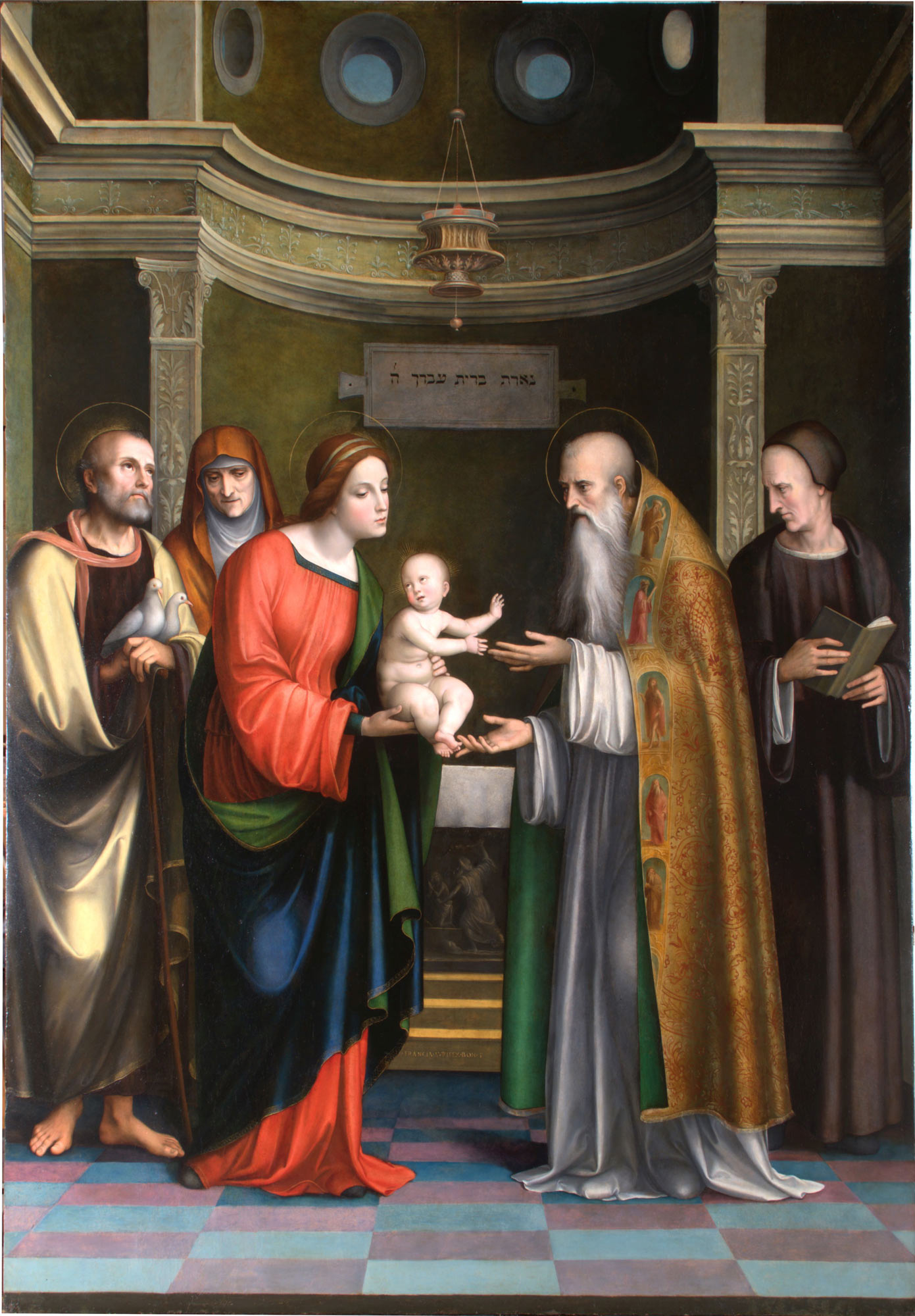 Francesco Raibolini detto il Francia, Presentazione di GesÃ¹ al tempio e purificazione della Vergine (1515 circa; olio su tela, 145 x 201 cm; Cesena, Abbazia di Santa Maria del Monte)
