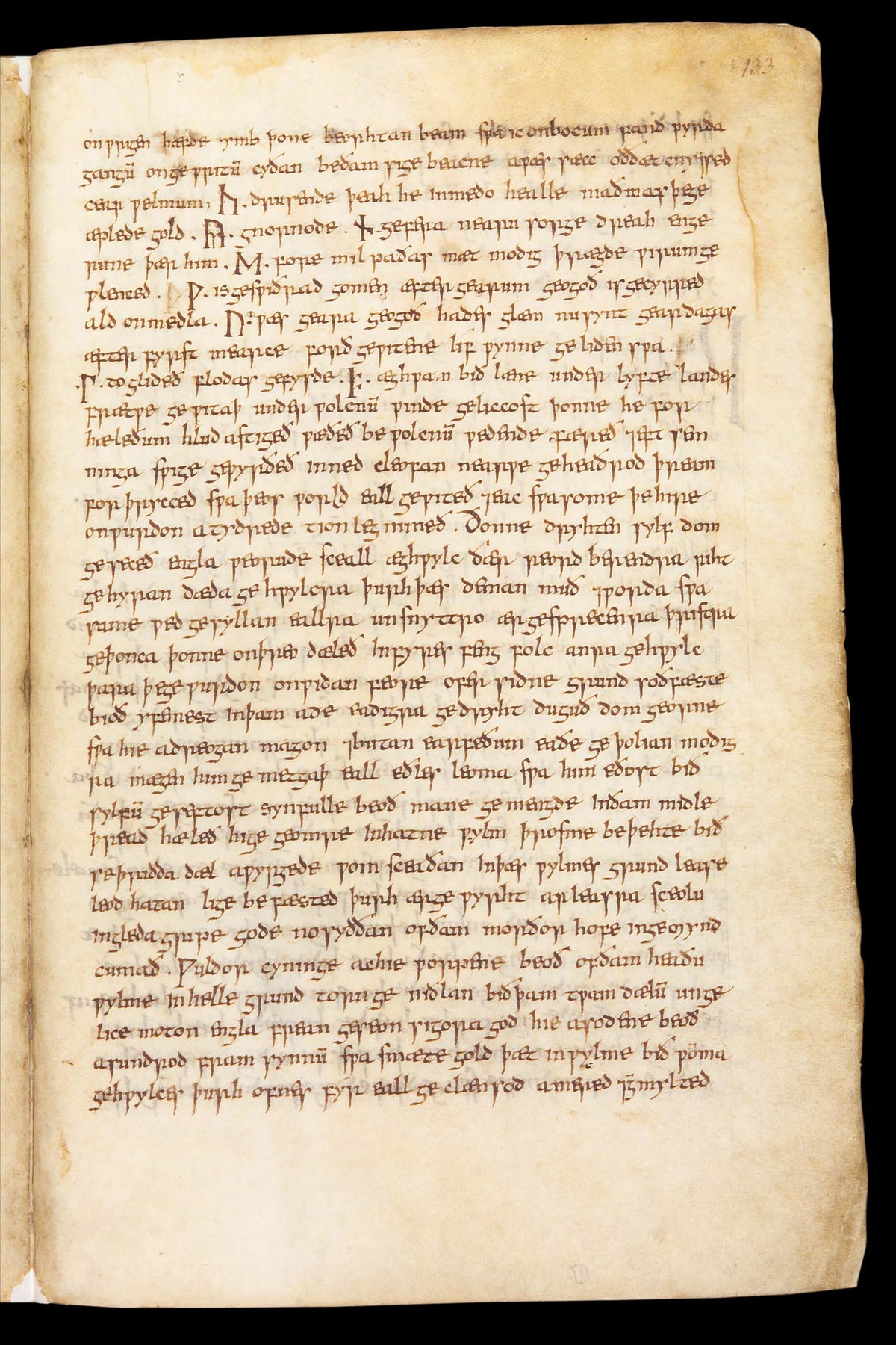 Pagina con le otto rune che formano il nome del poeta Cynewulf, foglio 133r
