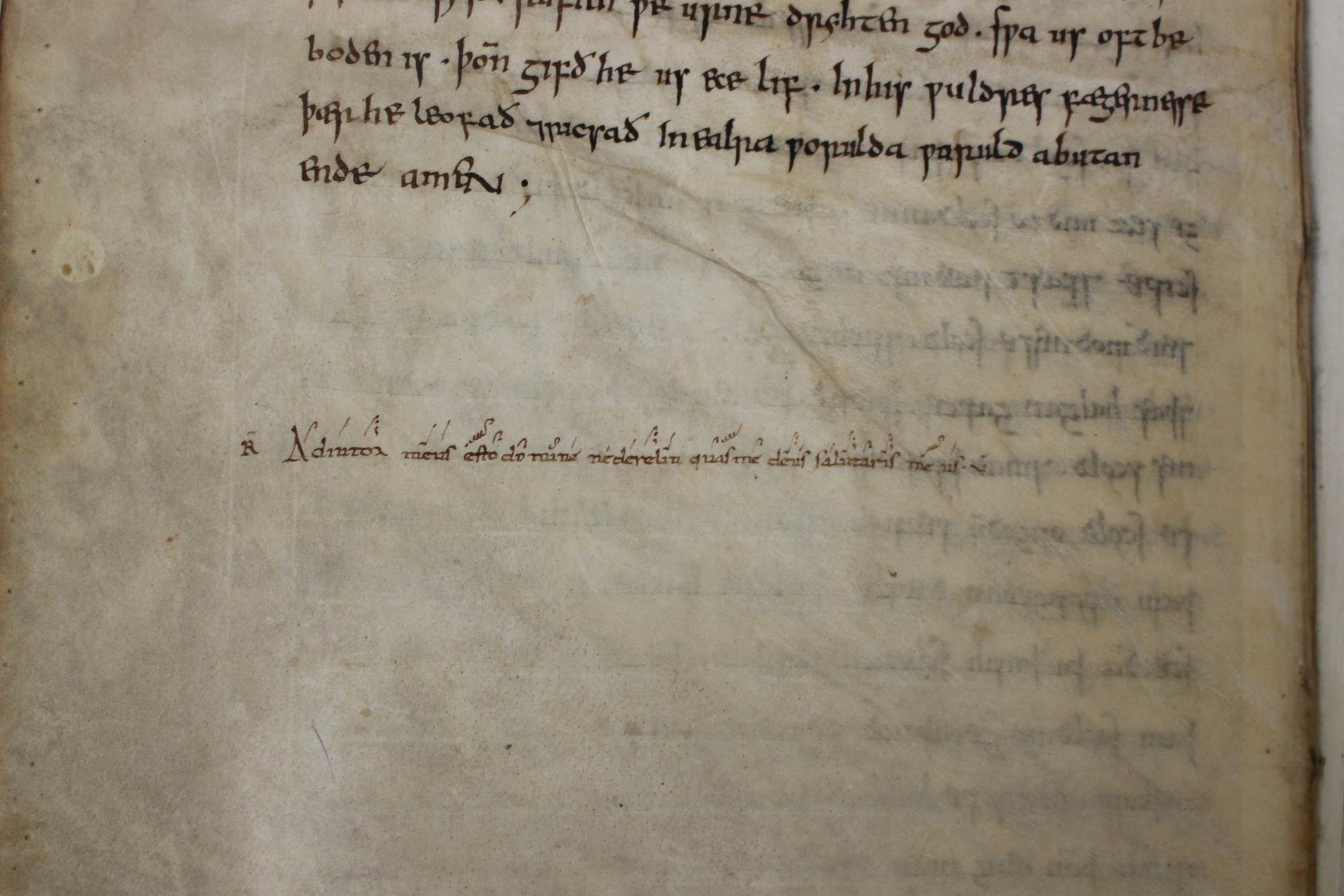 Particolare del responsorio latino con neumi, scritto in una mano nord italiana della fine dell'XI secolo, foglio 24v
