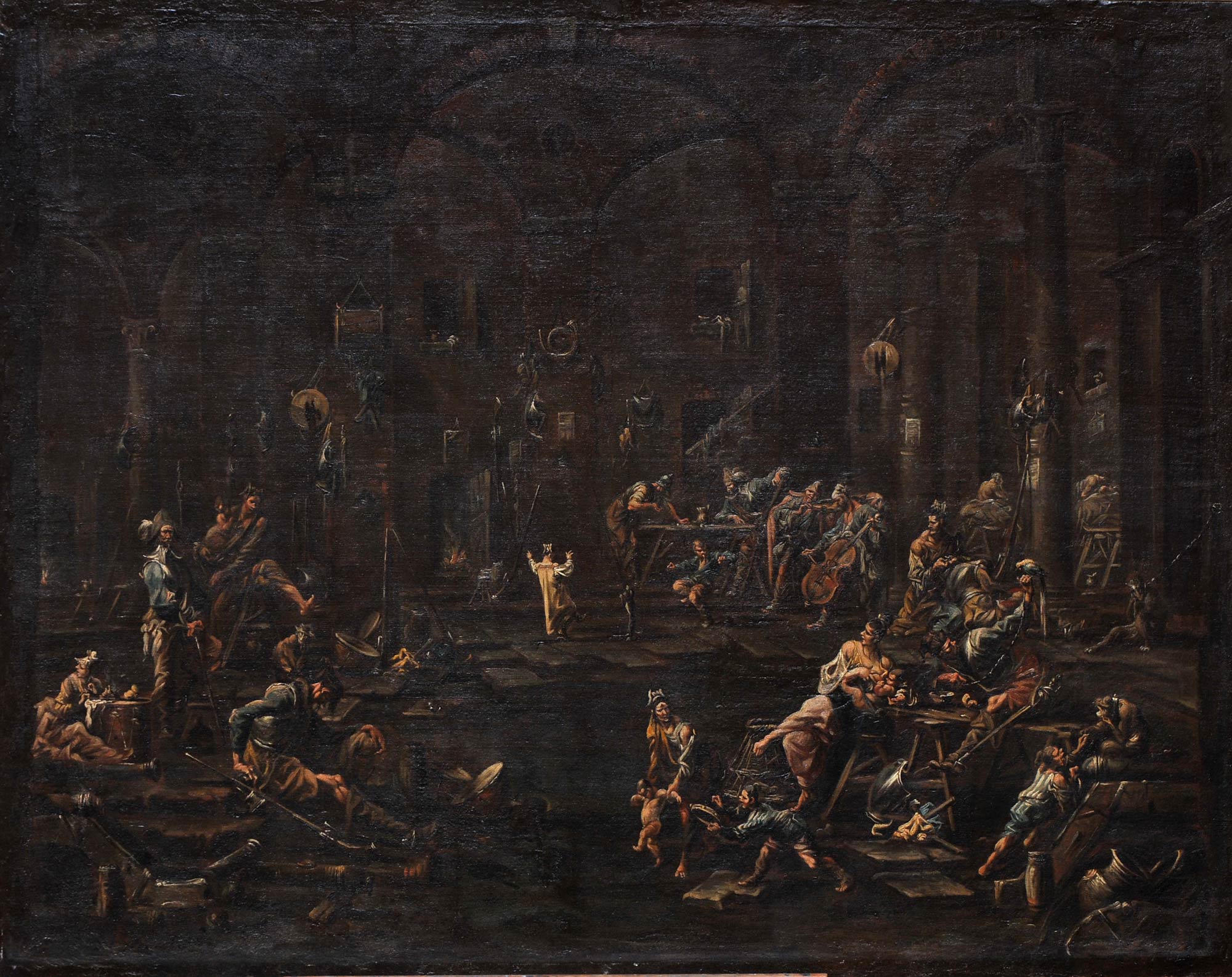 16. Alessandro Magnasco, Nel posto di guardia (olio su tela, 49,5 x 119 cm; Odessa, Museo d'Arte Occidentale e Orientale)
