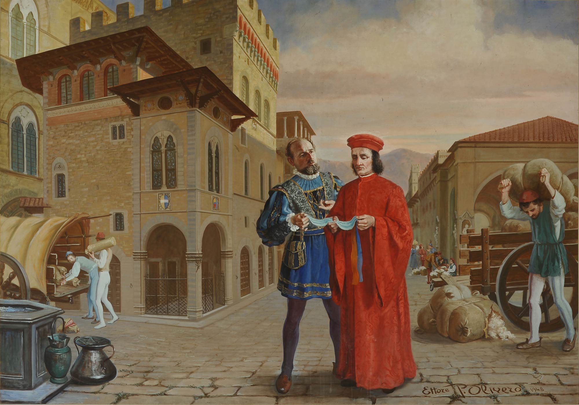 Ermenegildo Zegna ritratto da Ettore Pistoletto Olivero nell’Arte della Lana, 1947-49. Foto di Damiano Andreotti
