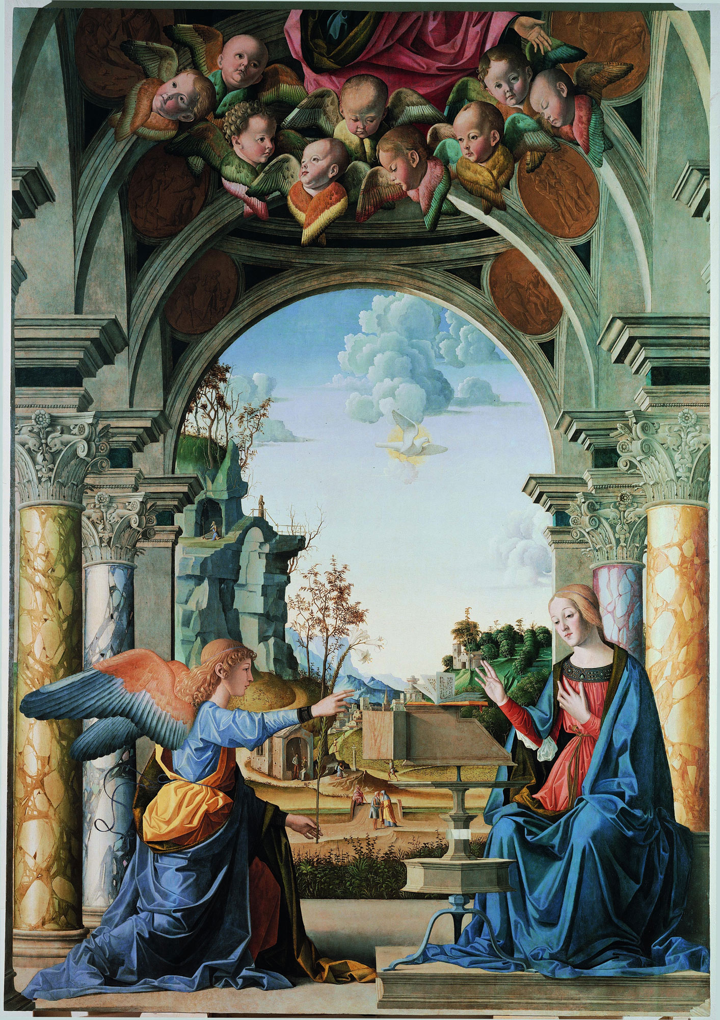 Marco Palmezzano, Annunciazione (1495-1497 circa; ForlÃ¬, Musei San Domenico, Pinacoteca civica). Archivio fotografico Musei Civici di ForlÃ¬
