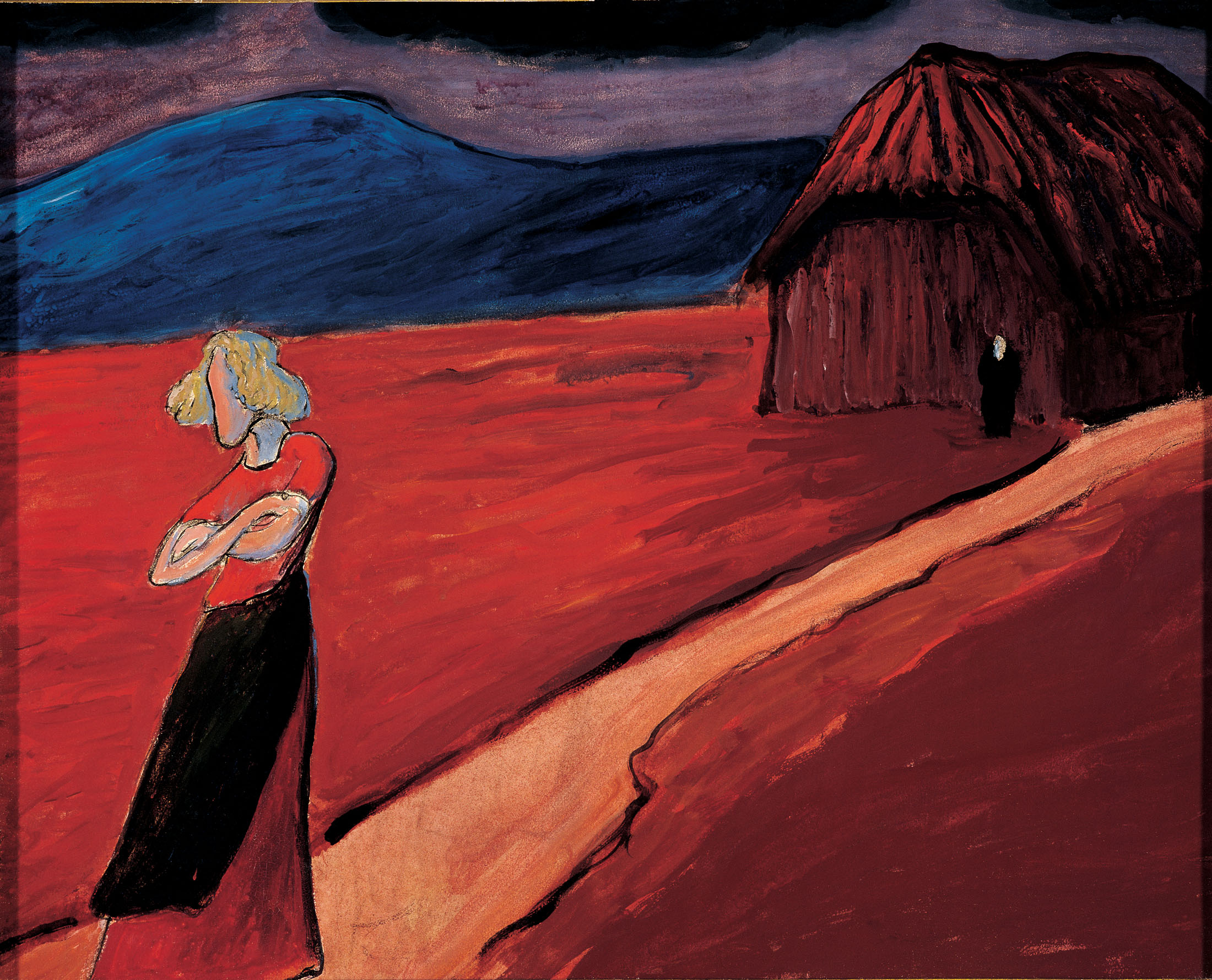 Marianne Werefkin, Atmosfera tragica (1910; tempera su carta incollata su cartone, 46,8 x 58,2 cm; Ascona, Fondo Marianne Werefkin, Museo Comunale dÂ’Arte Moderna)
