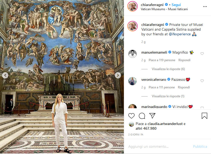Chiara Ferragni alla Cappella Sistina
 Chiara Ferragni alla Cappella Sistina