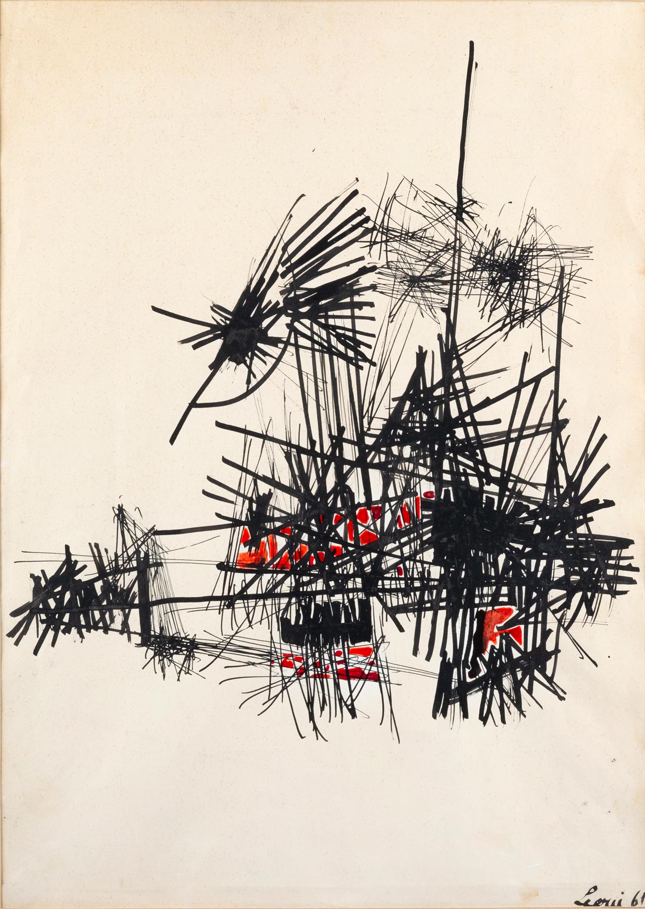 Alfonso Leoni, Senza titolo (1961; china su carta, 49 x 35 cm; Collezione Tambini)
