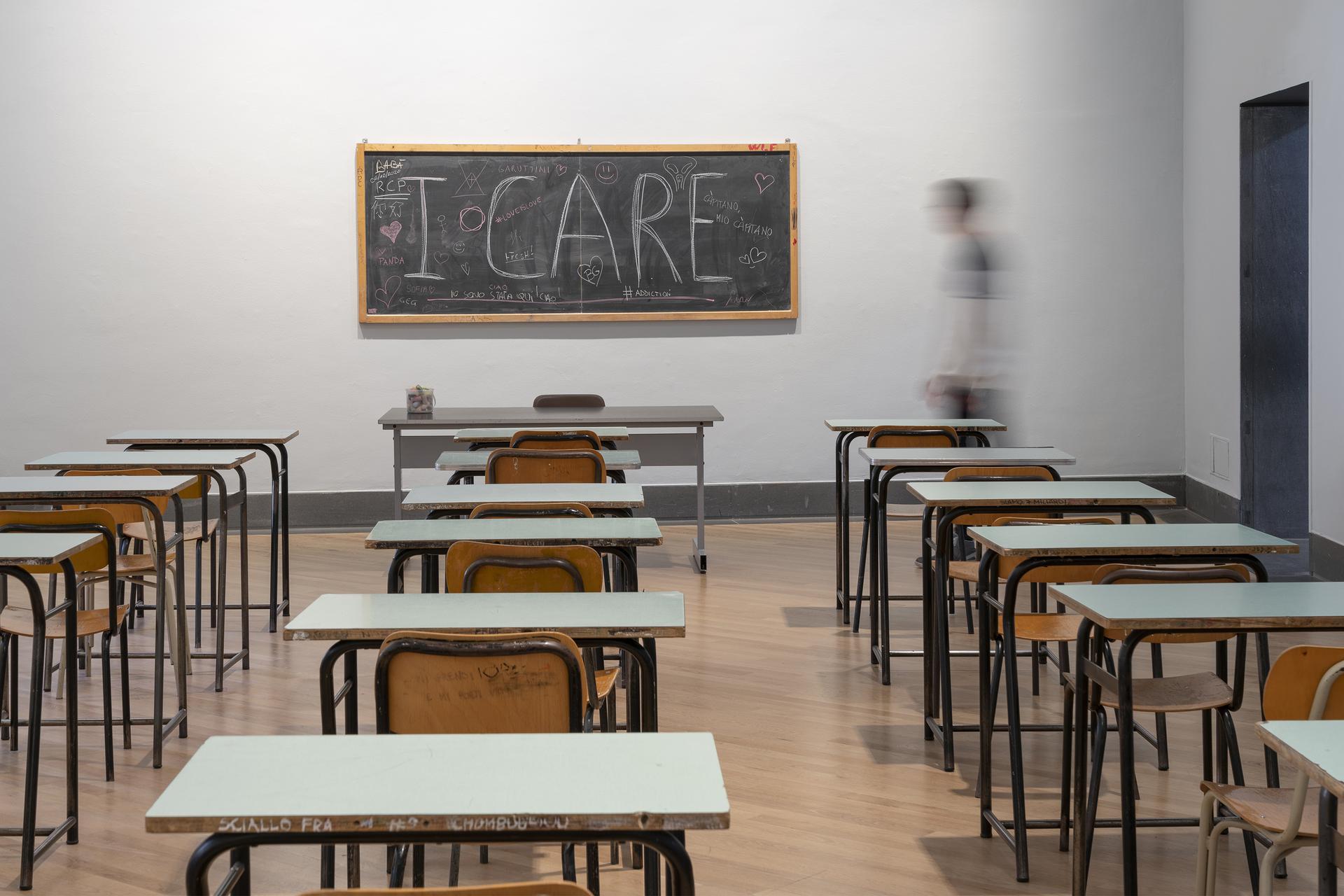 La sala dedicata al progetto Aula Magna all’interno della mostra Ti Bergamo - Una comunità. Ph. Credit Lorenzo Palmieri
 La sala dedicata al progetto Aula Magna all’interno della mostra Ti Bergamo - Una comunità. Ph. Credit Lorenzo Palmieri