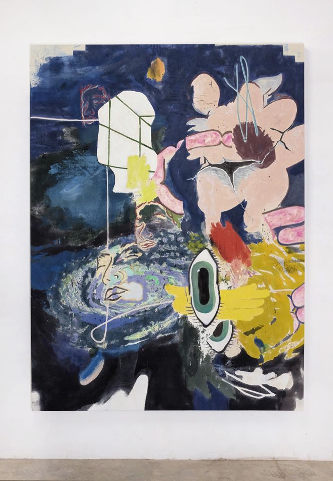 Chris Hood, Cosmic sausage (2020; alchidico su tela, 200 x 150 cm) 