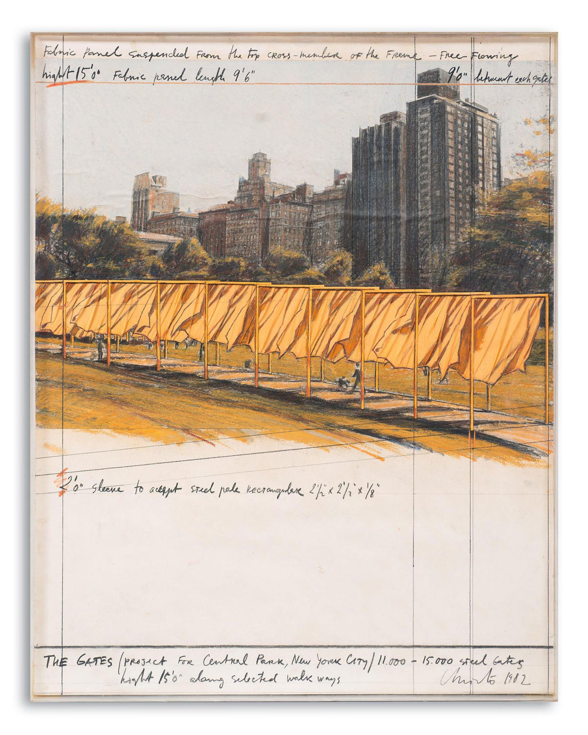 Christo, The Gates, project for Central Park, New York City (1982) Courtesy Blindarte
