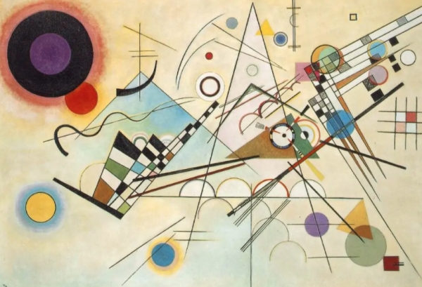 Vasilij Kandinskij, Composition 8 (Komposition 8) (1923; olio su tela, 140,3 × 200,7 cm, New York, Solomon R. Guggenheim Museum)