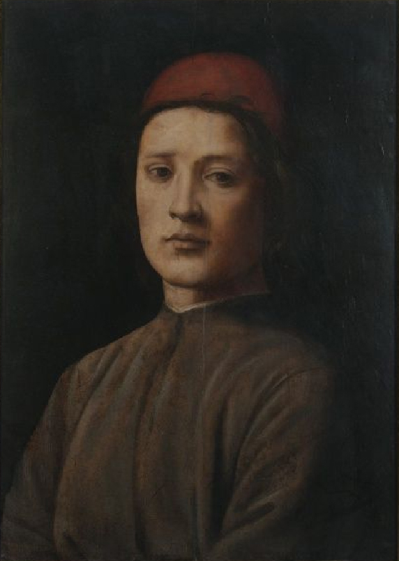Maestro di Santo Spirito, Ritratto di giovane con berretto rosso (1499 circa; tempera su tavola; Firenze, Gallerie degli Uffizi, inv. 1890 n. 1490)
