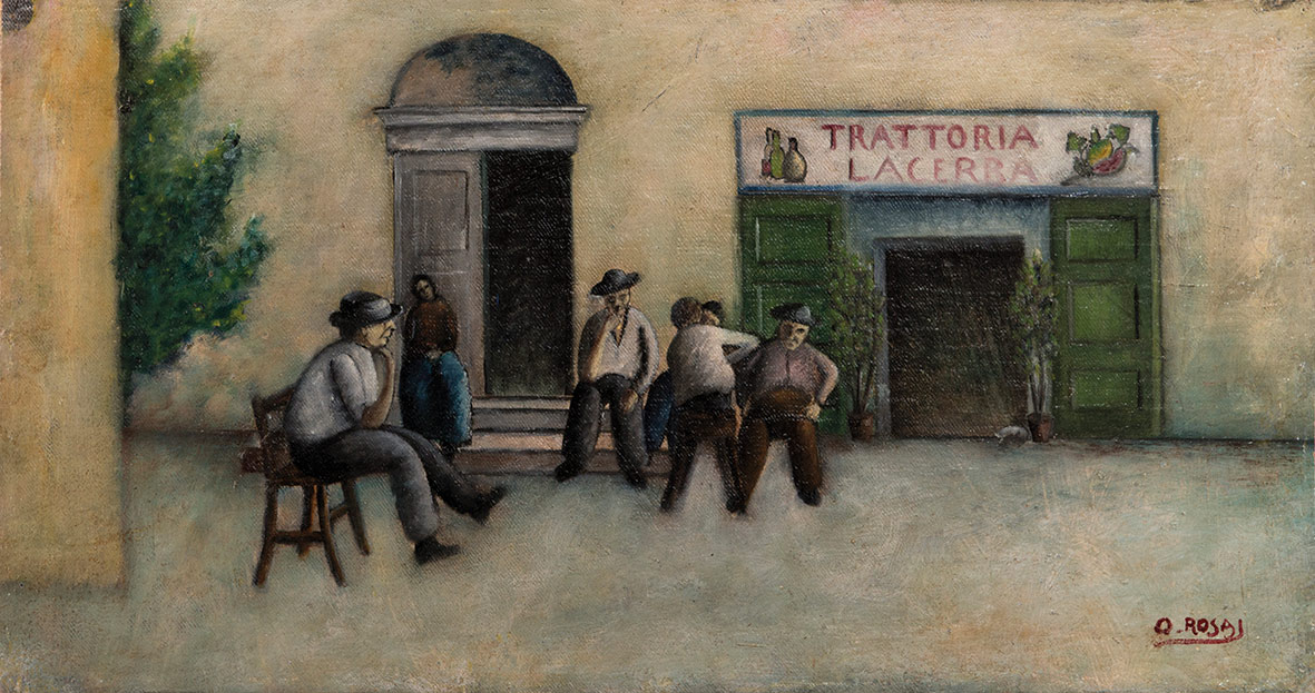 Ottone Rosai, Trattoria Lacerba (1921; olio su tela applicata su tavola, 20,3x39 cm)
 Ottone Rosai, Trattoria Lacerba (1921; olio su tela applicata su tavola, 20,3x39 cm)