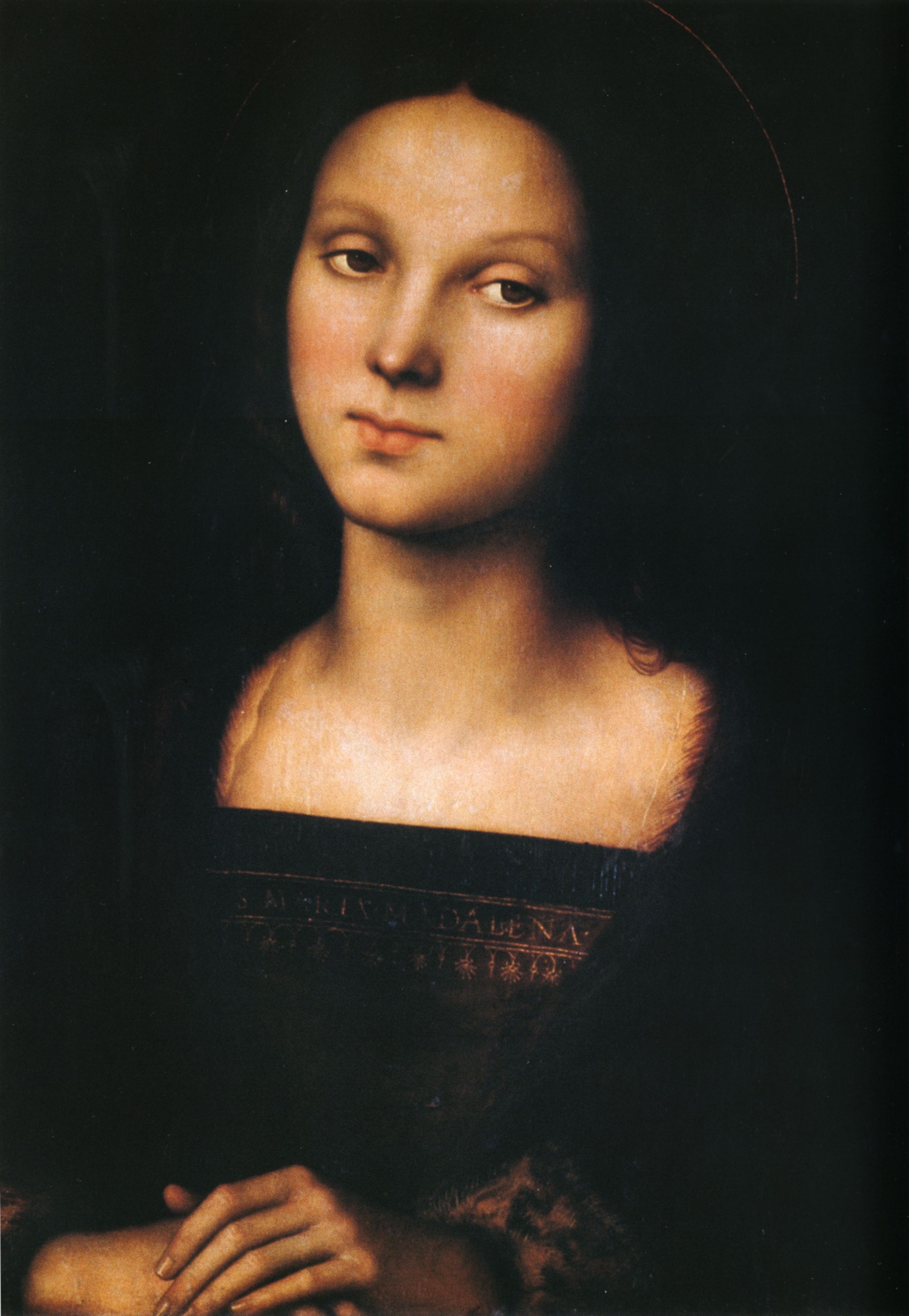Perugino, Maddalena (1500 circa; olio su tavola, 47 x 34 cm; Firenze, Gallerie degli Uffizi, Galleria Palatina di Palazzo Pitti, inv. Palatina n. 42)
