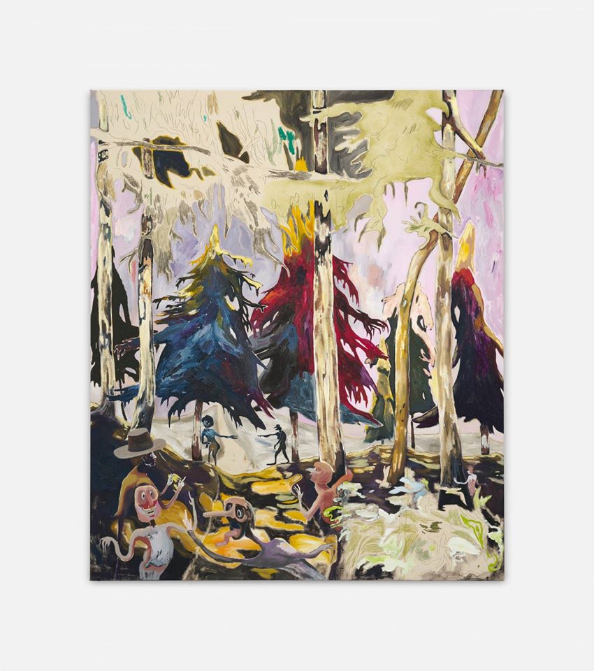 Pierre Knop, Forest (2019; olio, matita e inchiostro su tela, 190 x 160 cm)